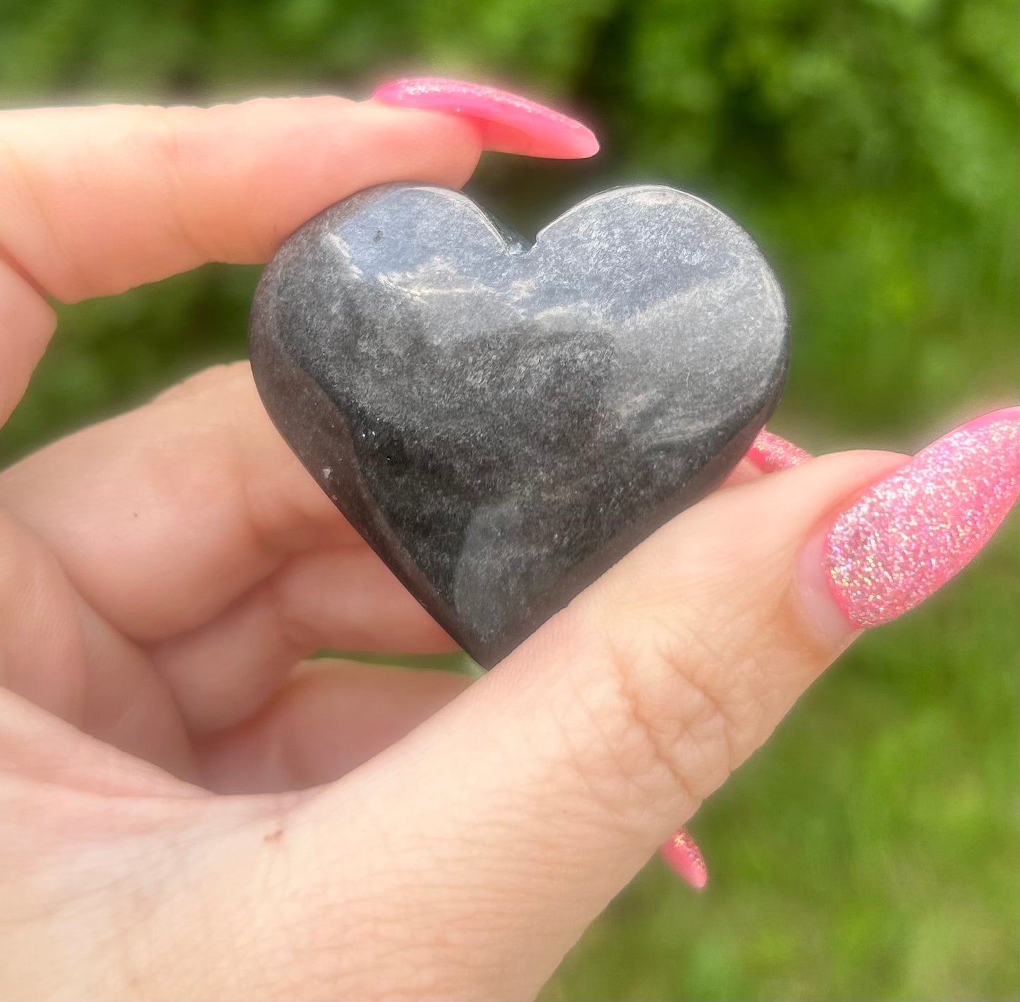 Silver Obsidian Heart