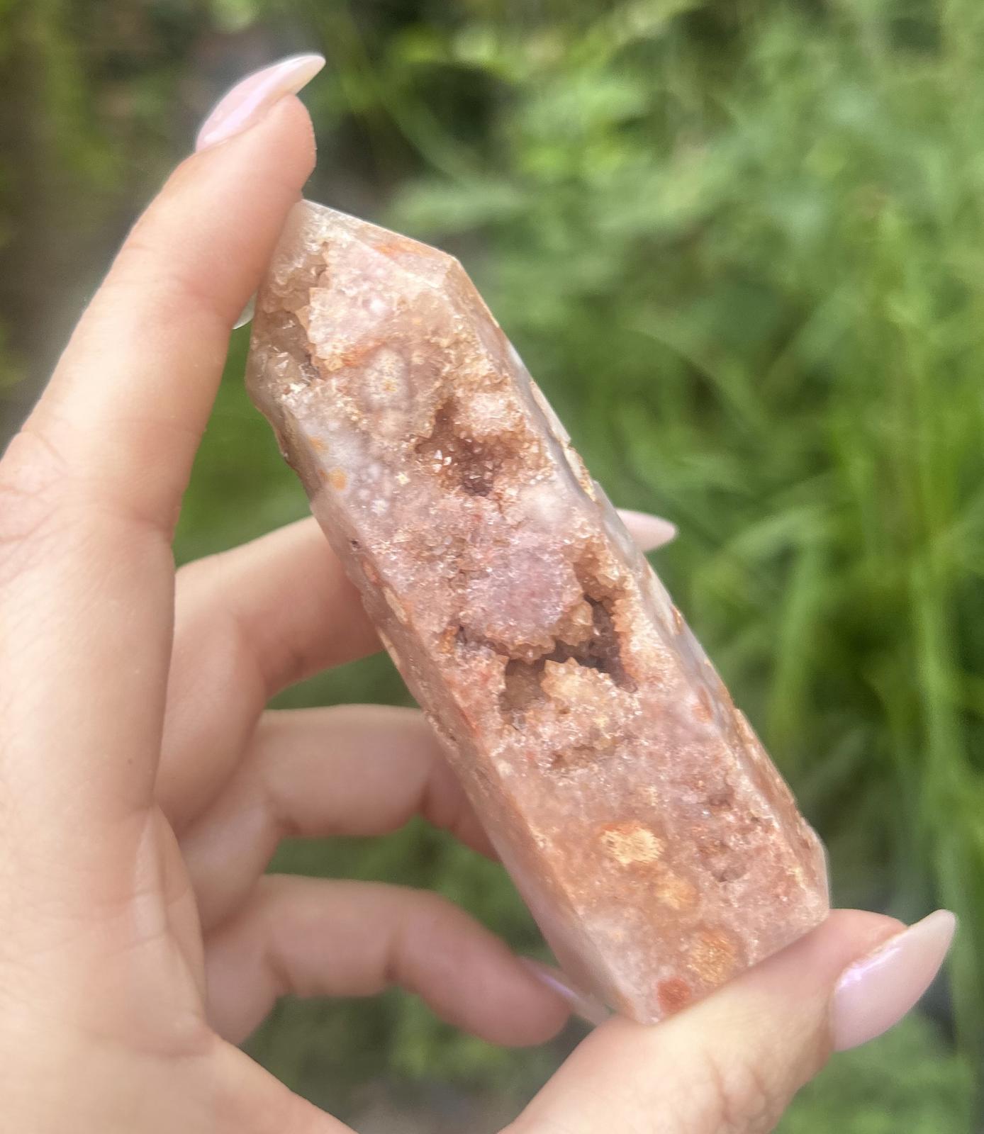 Pink Flower Amethyst Druzy Crystal Tower