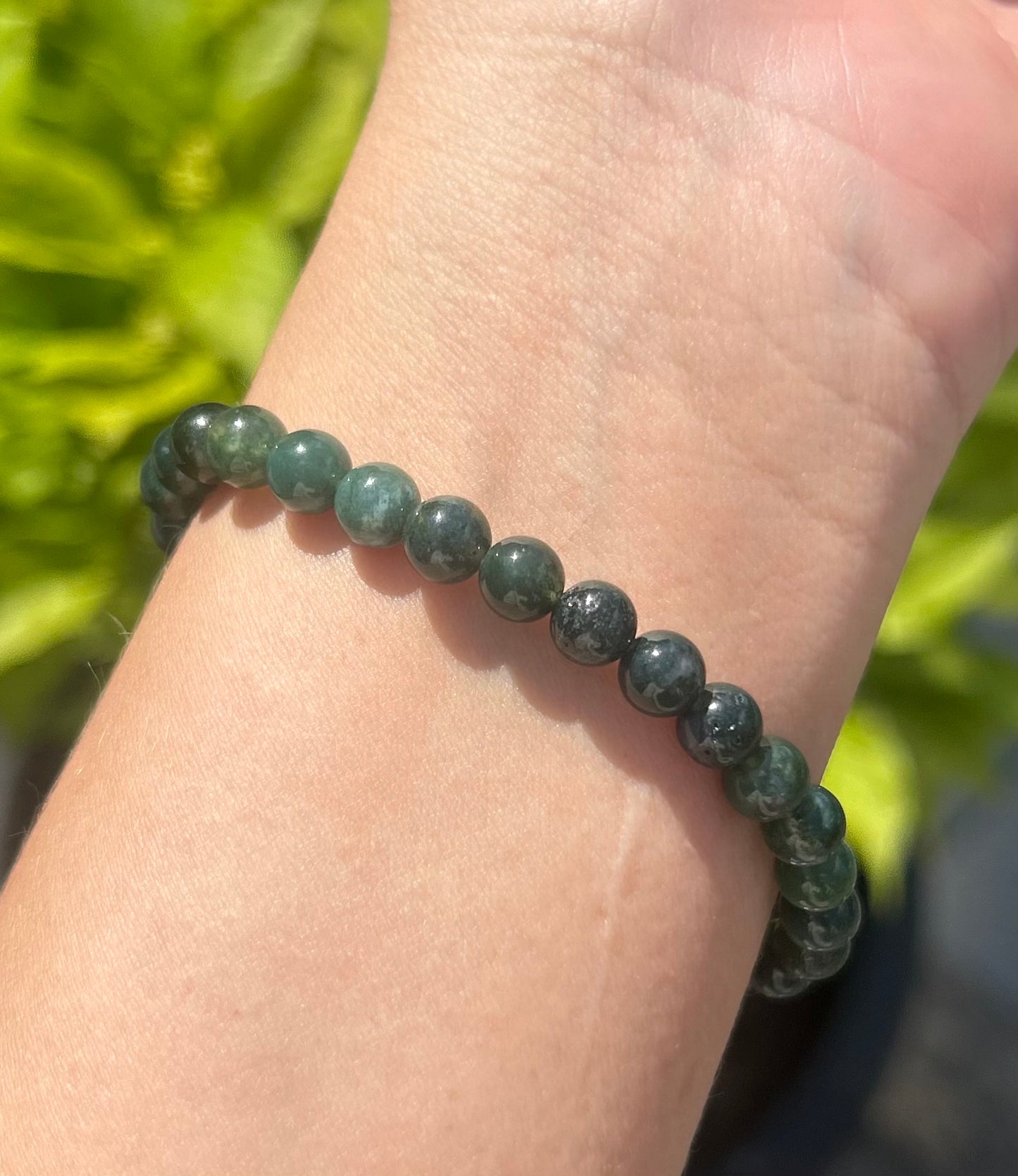 Moss Agate Crystal Beaded Bracelet