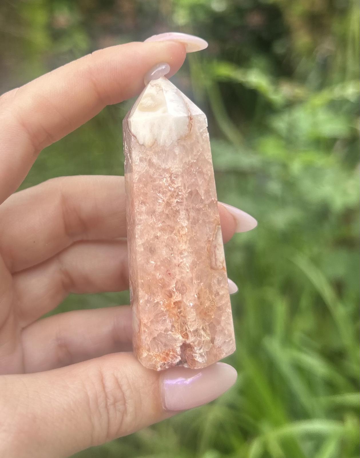 Pink Flower Druzy Amethyst Crystal Tower