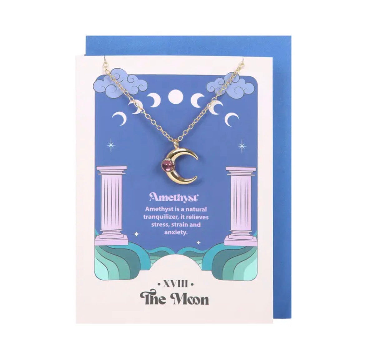 The Moon Celestial Amethyst Necklace Greeting Card Gift