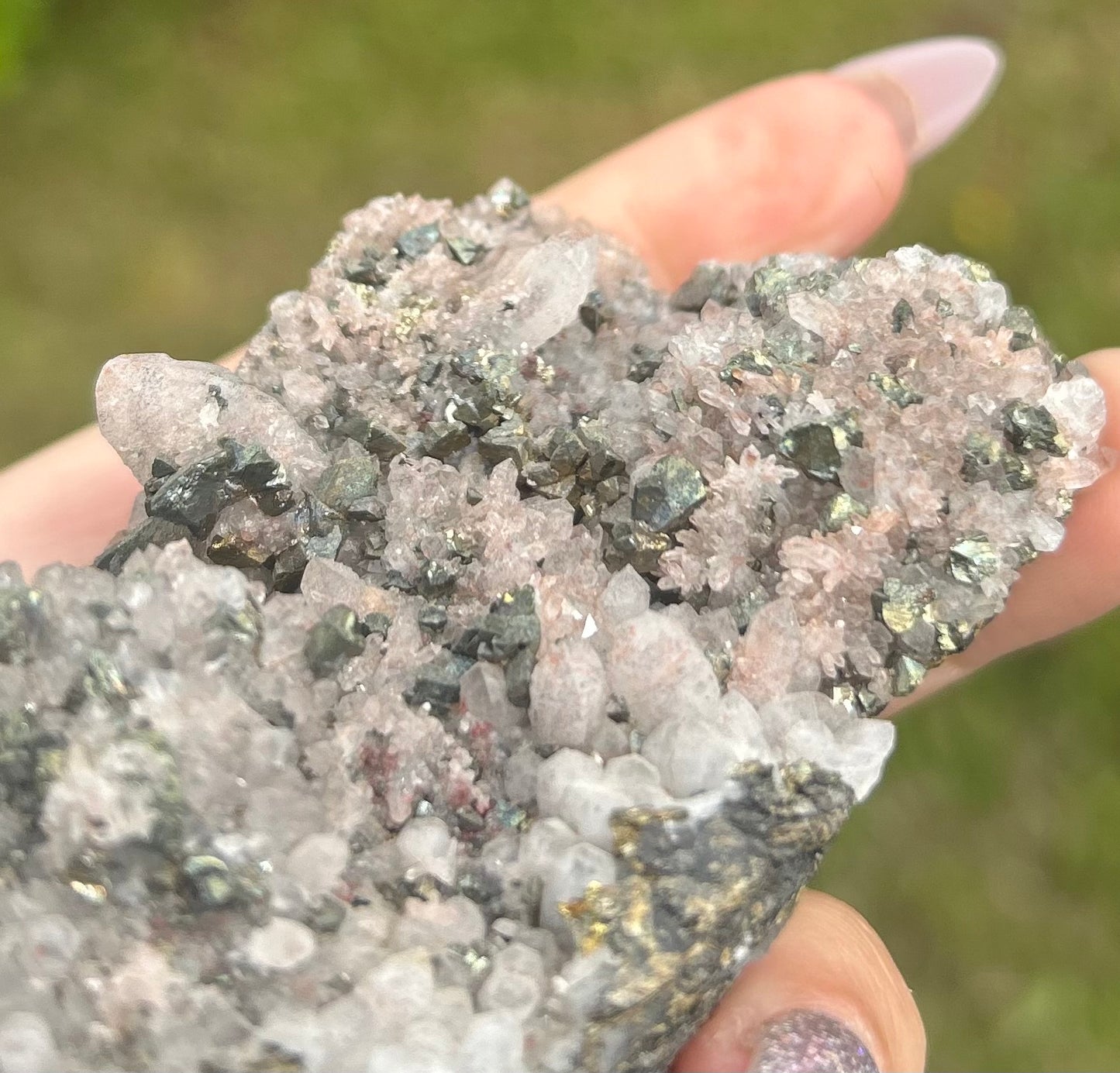 Quartz, Red Quartz, Galena and pyrite