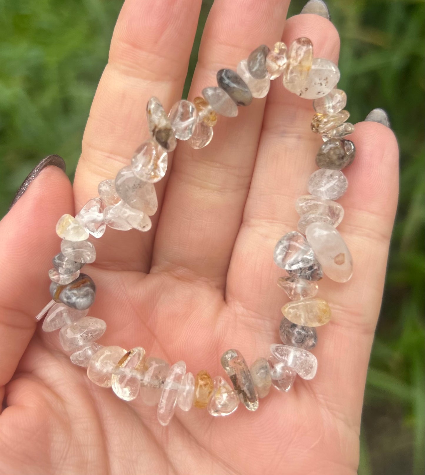Mixed Crystal Chip Bracelet Quartz, golden healer