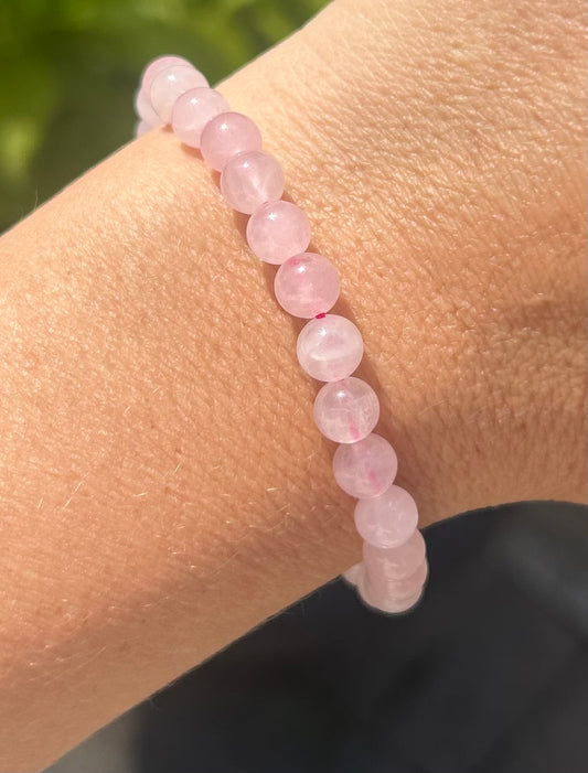 Rose Quartz Crystal Beaded Bracelet