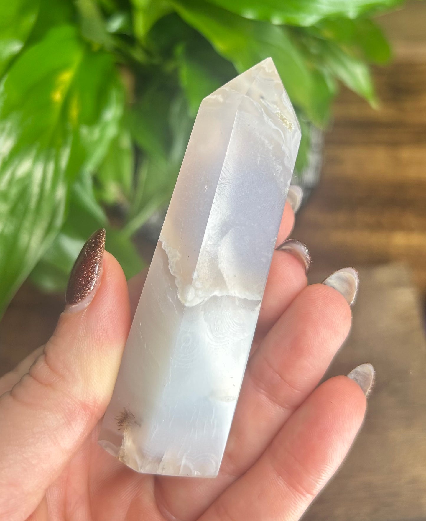 White Flower Agate Crystal Tower
