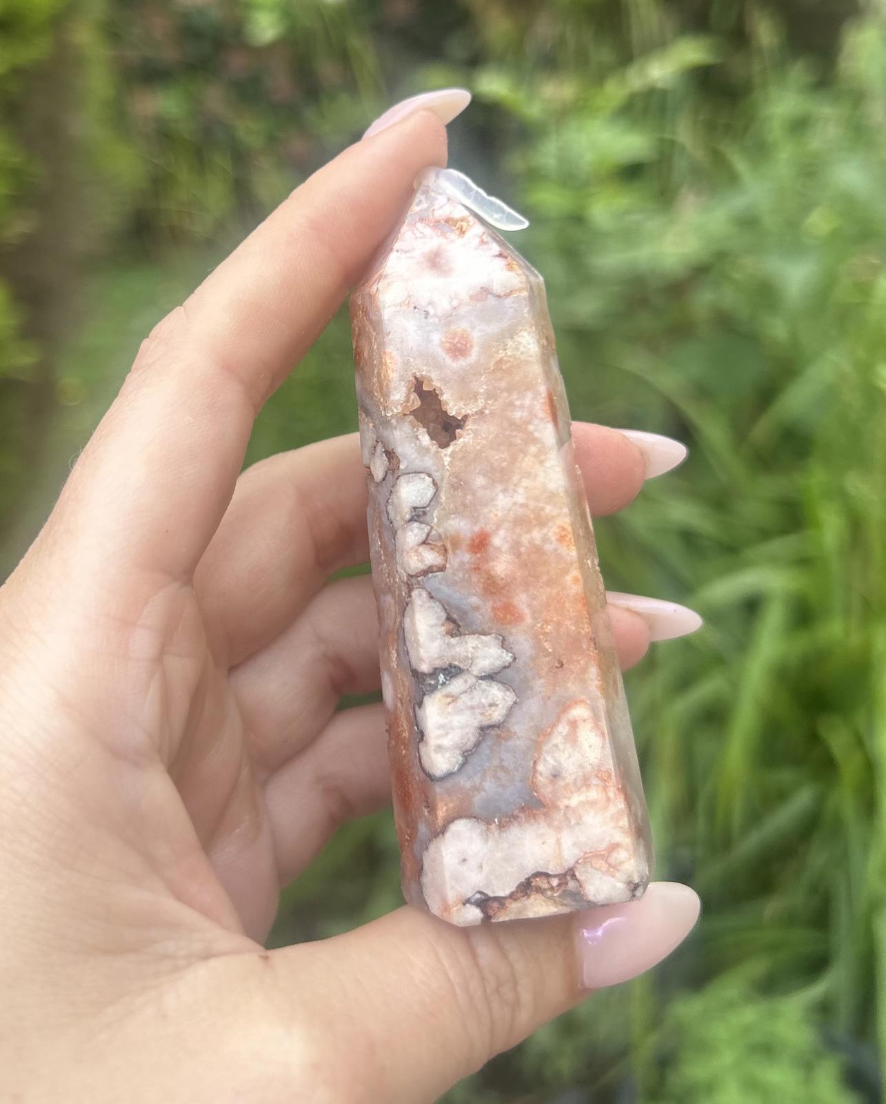Pink Flower Amethyst Druzy Crystal Tower