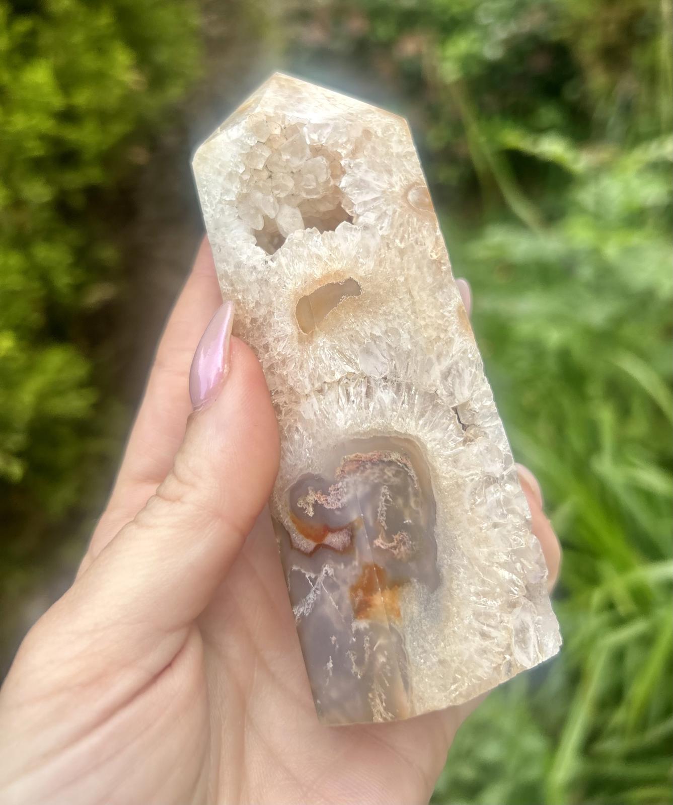 Red Moss Agate Druzy Chunky Large Crystal Tower