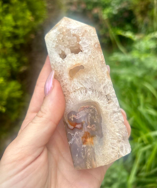 Red Moss Agate Druzy Chunky Large Crystal Tower