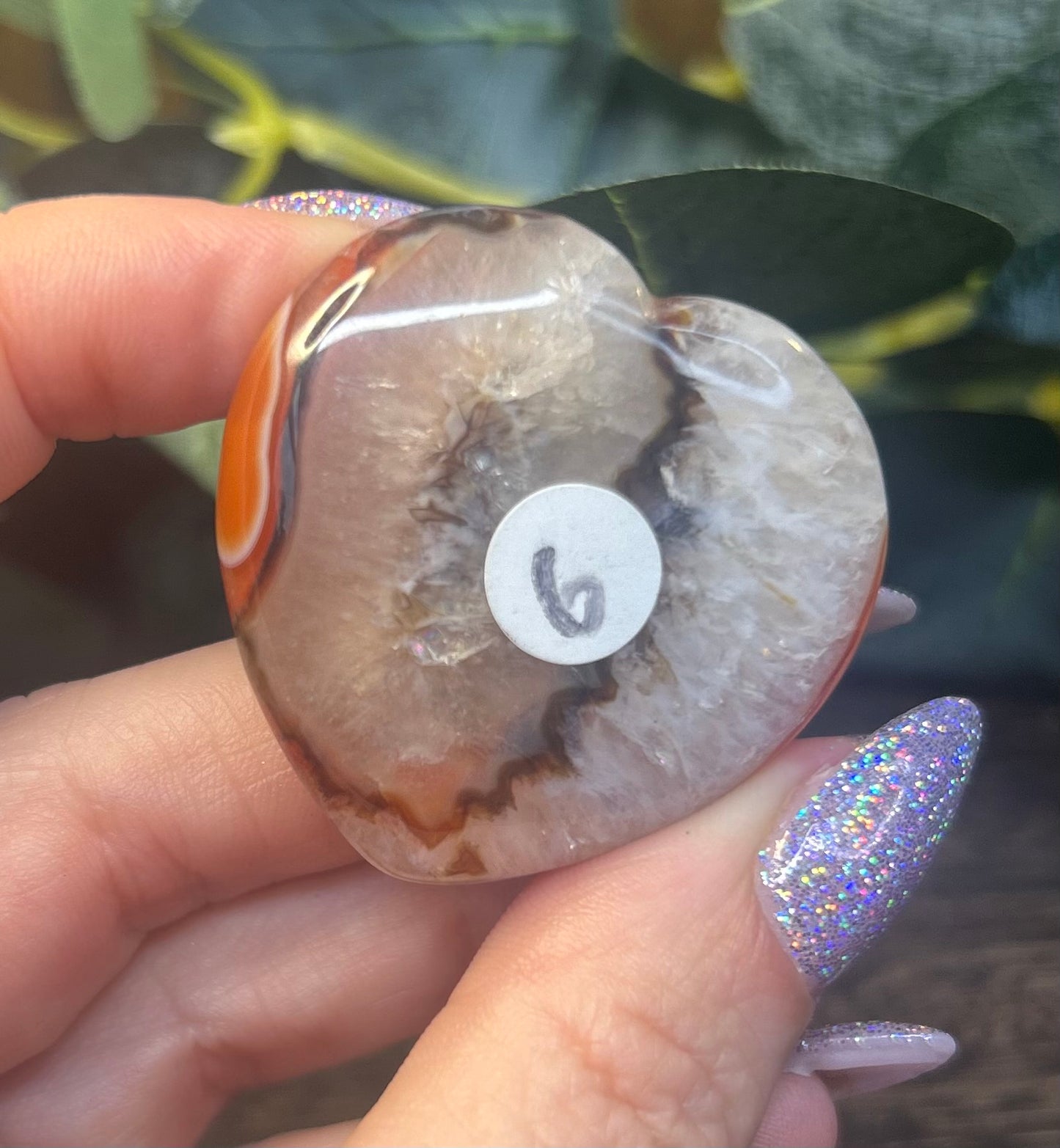 Carnelian Agate Banded Crystal Heart
