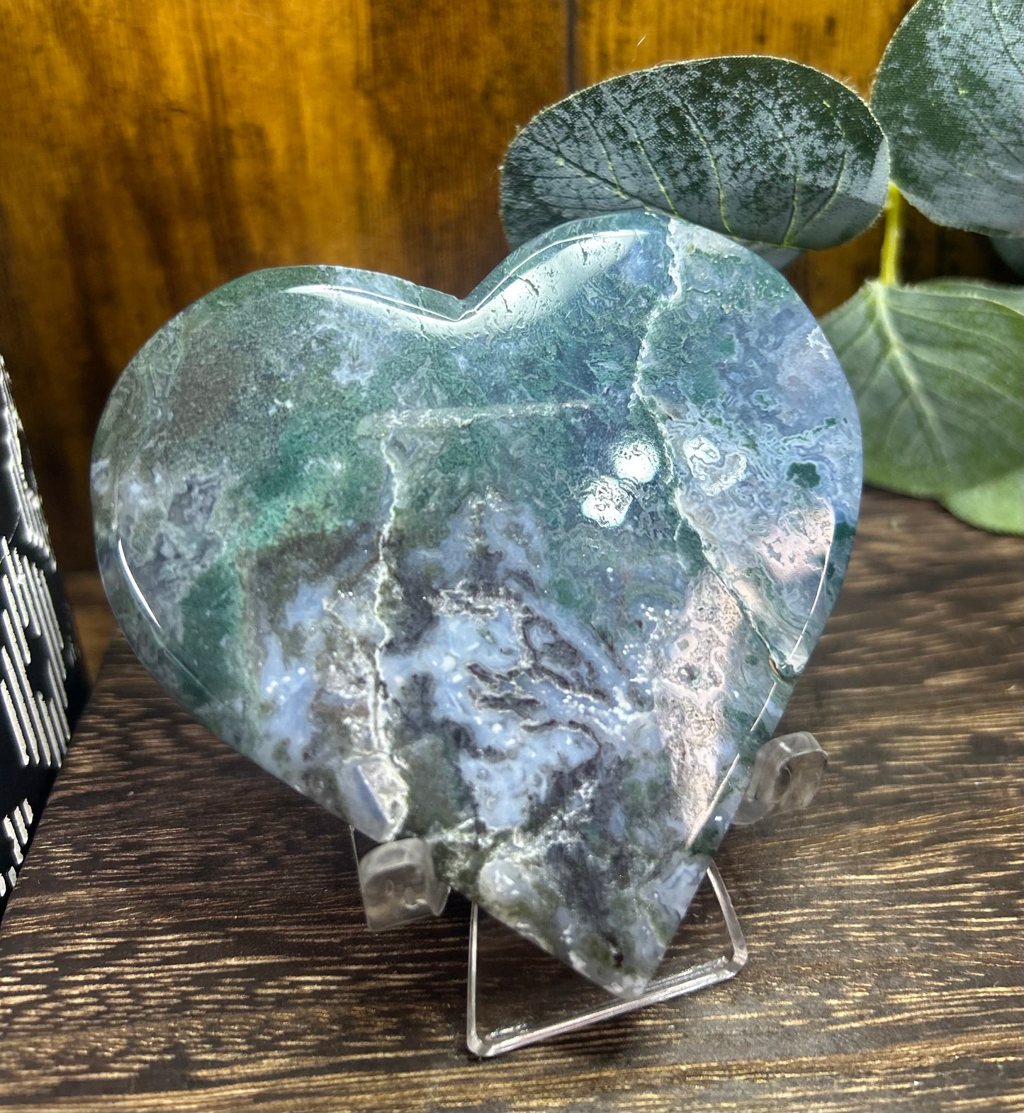 Moss Agate Large Heart