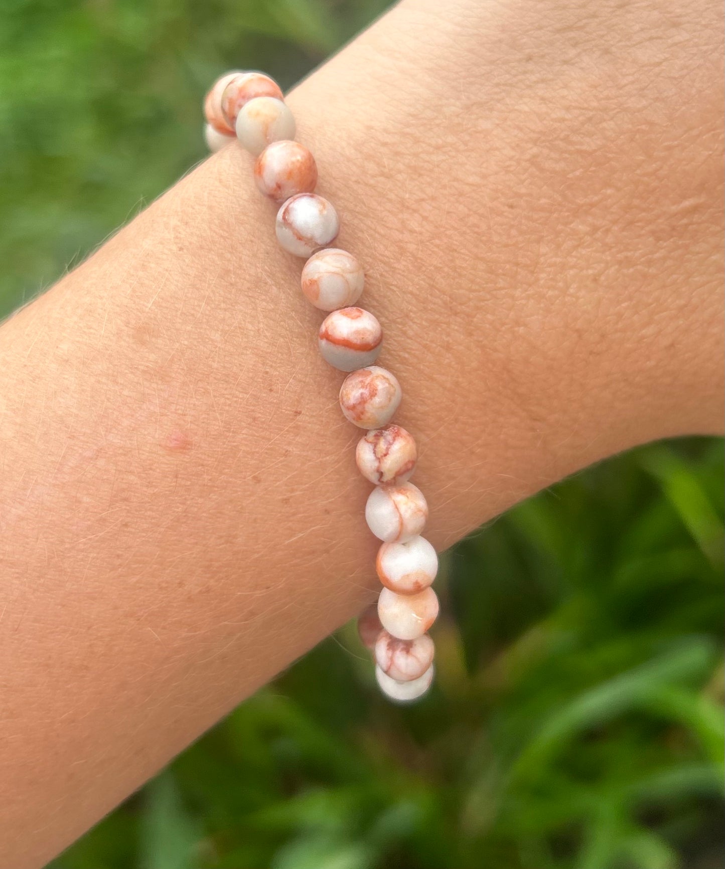 Red Vein Jasper Beaded Crystal Bracelet