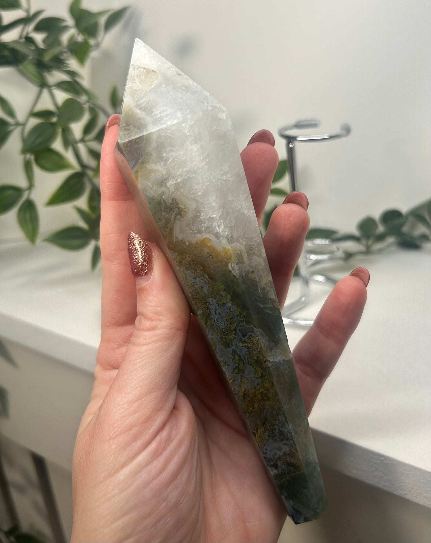 Moss Agate Wand