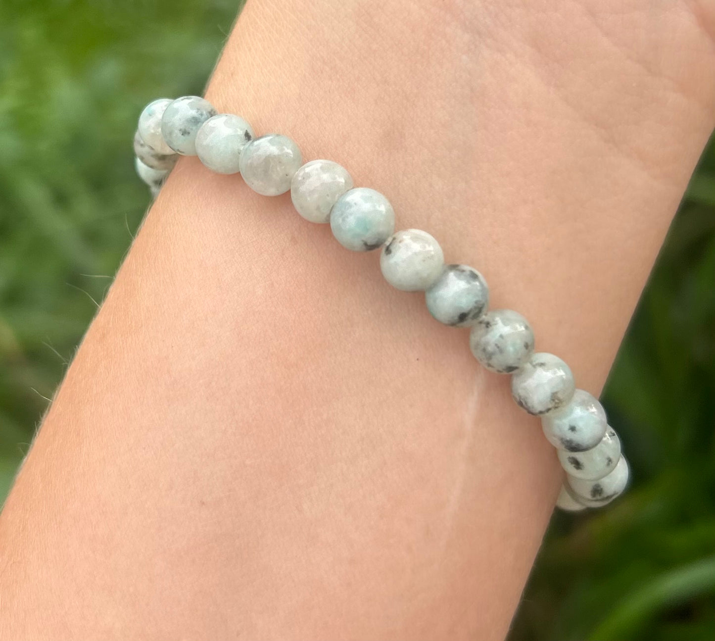 Kiwi Jasper Beaded Crystal Bracelet