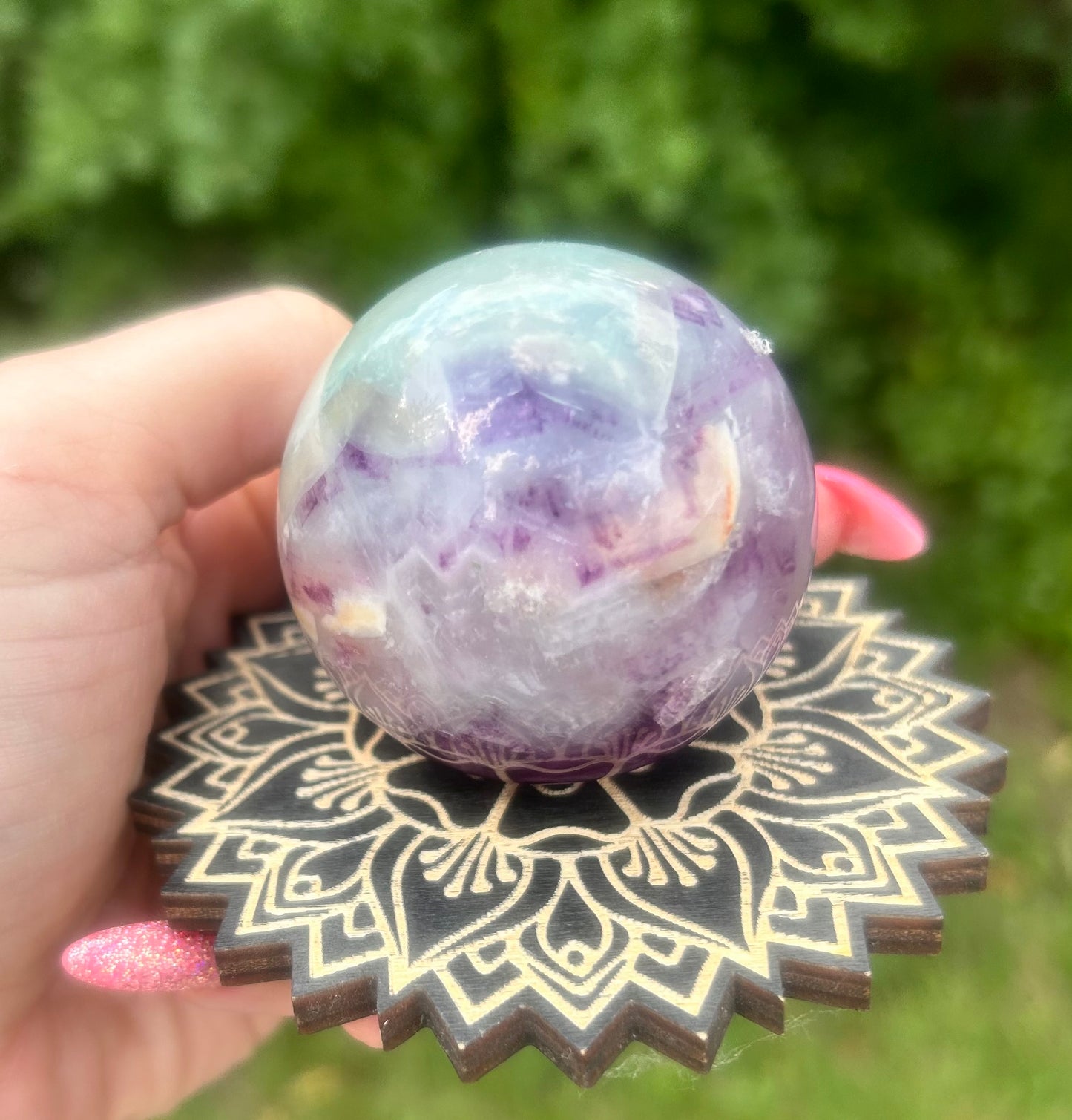 Green / Purple Fluorite sphere