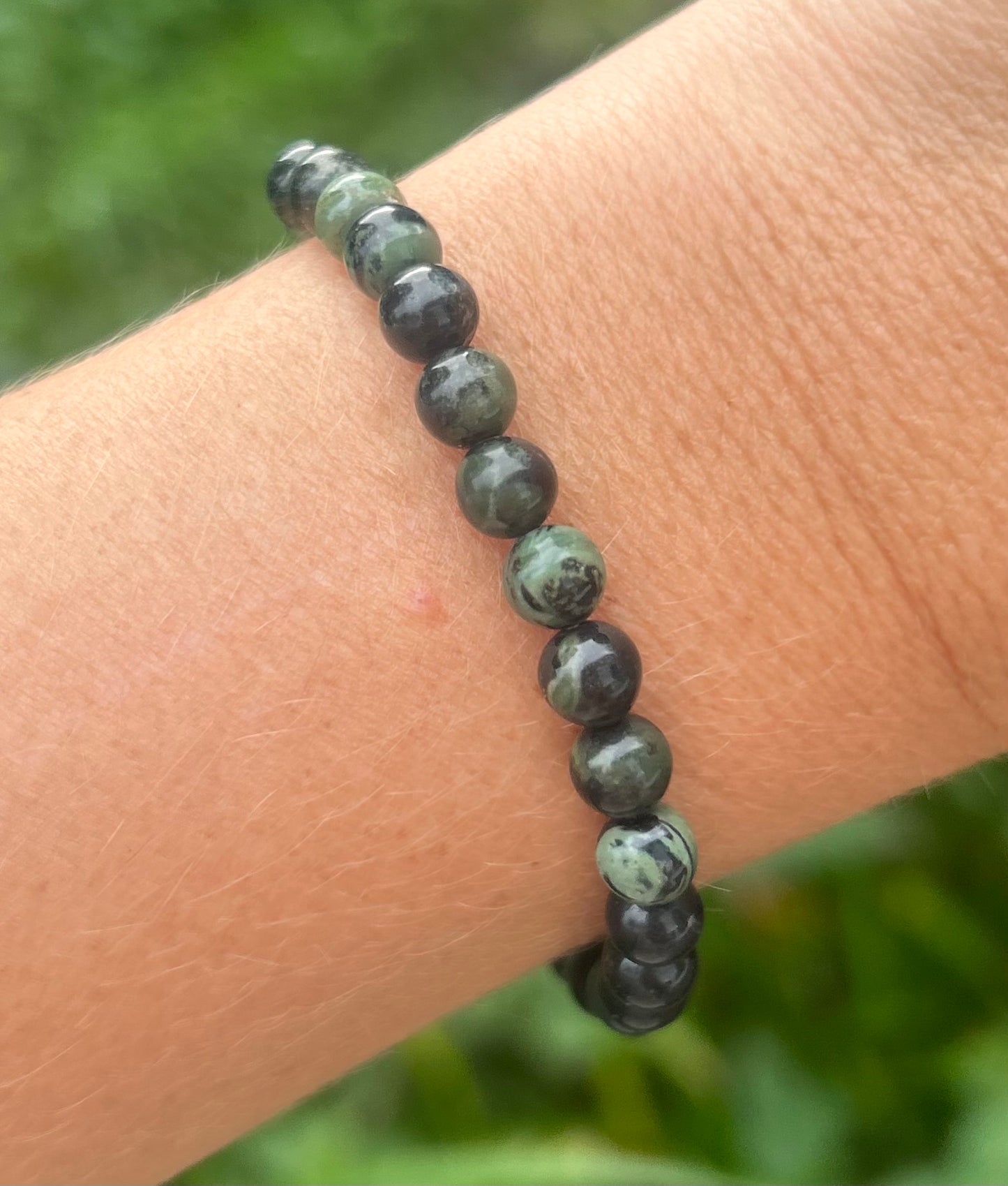 Kambaba Jasper Beaded Crystal Bracelet