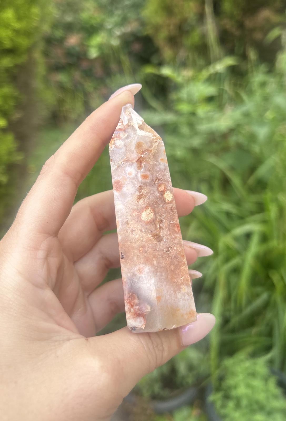 Pink Flower Amethyst Druzy Crystal Tower