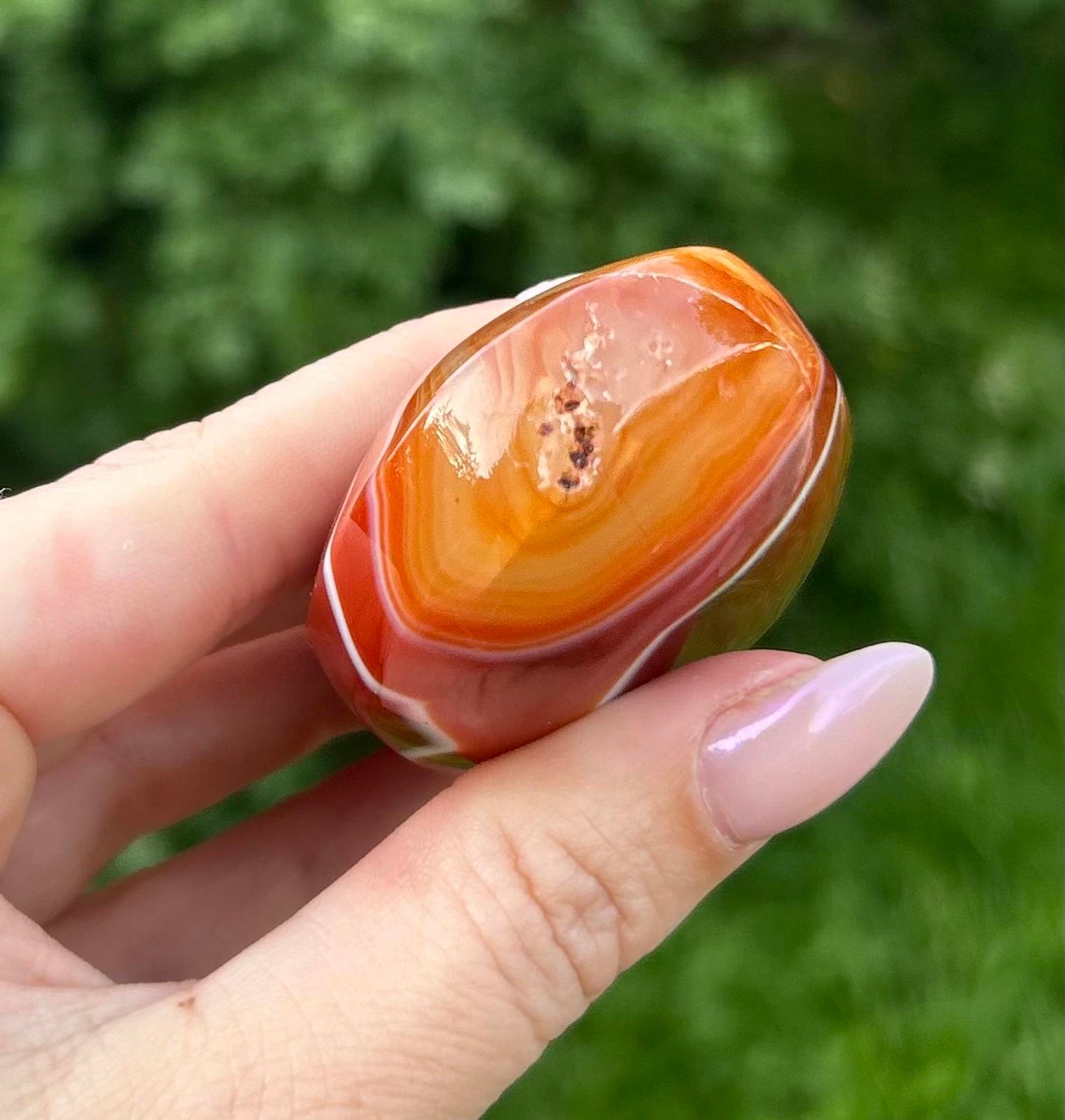 Large Carnelian Crystal Palmstone With Quartz
