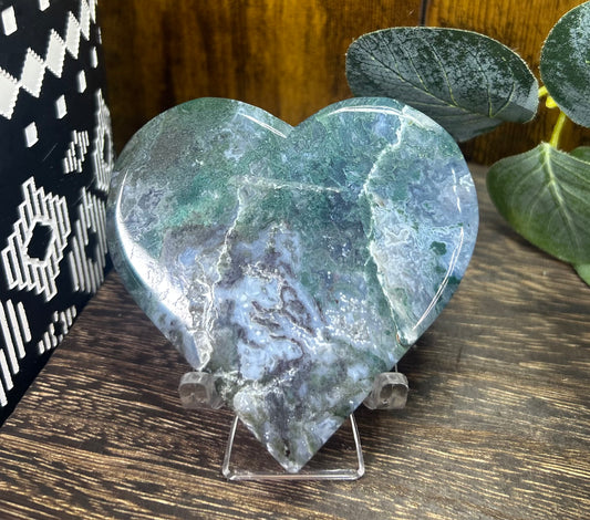 Moss Agate Large Heart