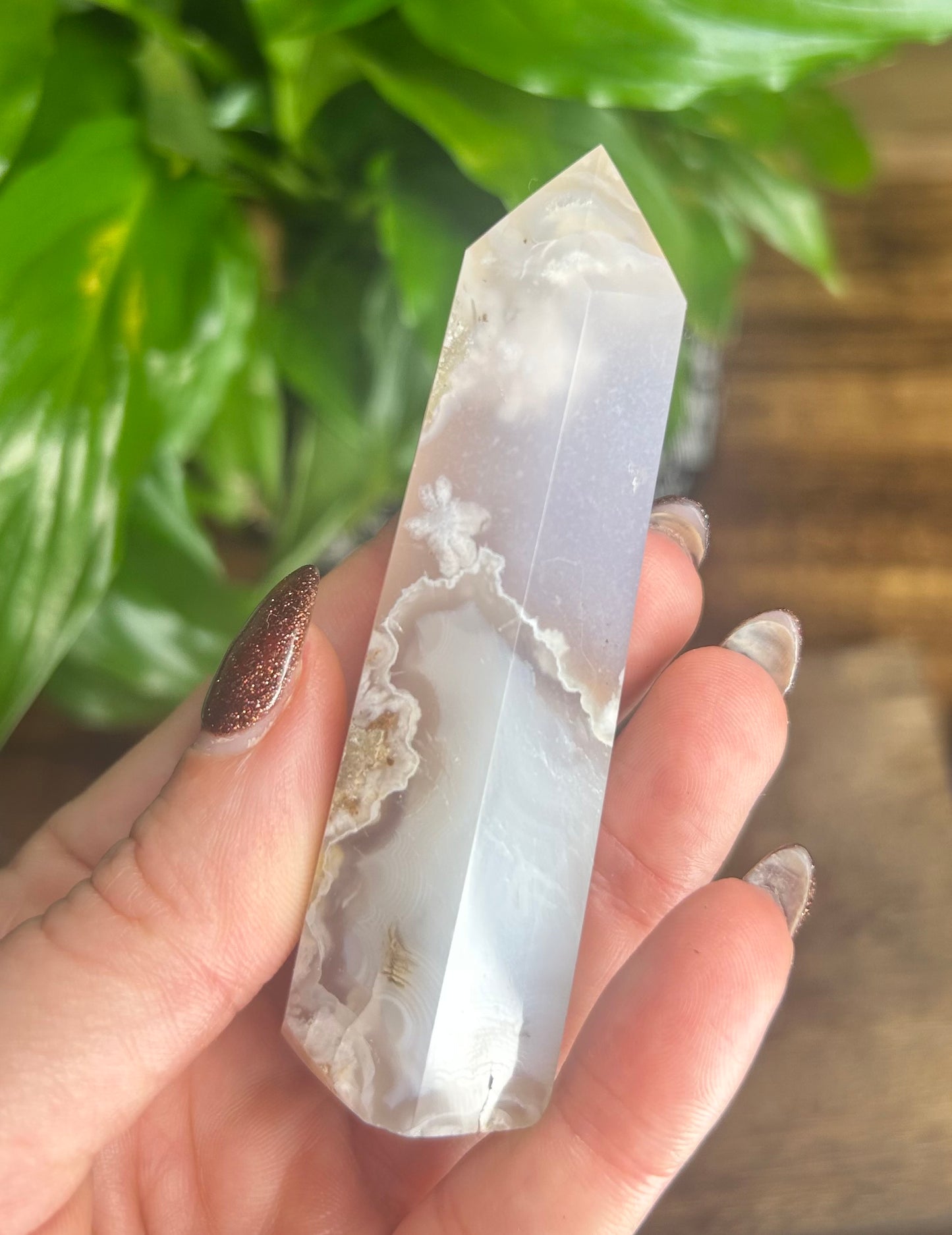 White Flower Agate Crystal Tower