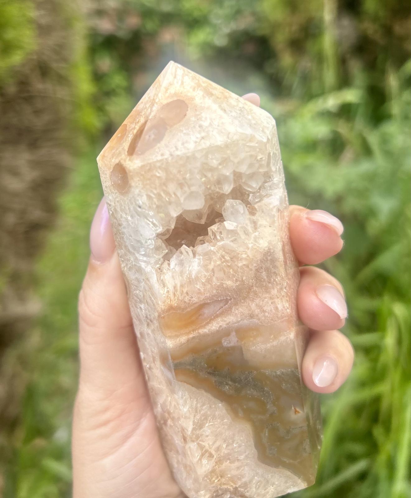 Red Moss Agate Druzy Chunky Large Crystal Tower