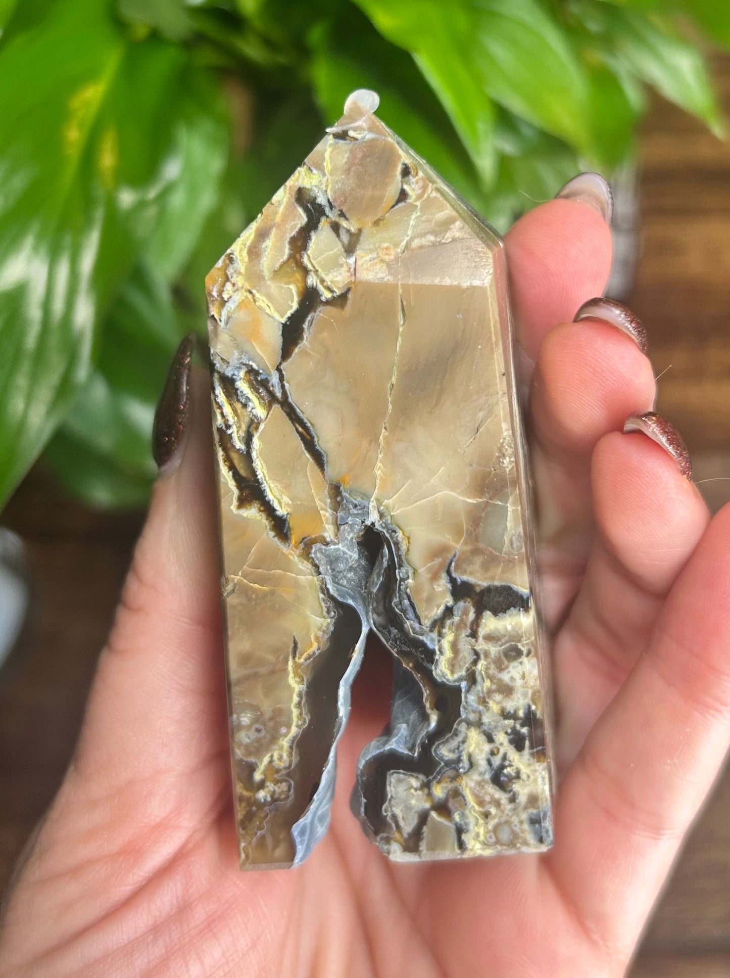 Volcano Agate Crystal Tower Carving