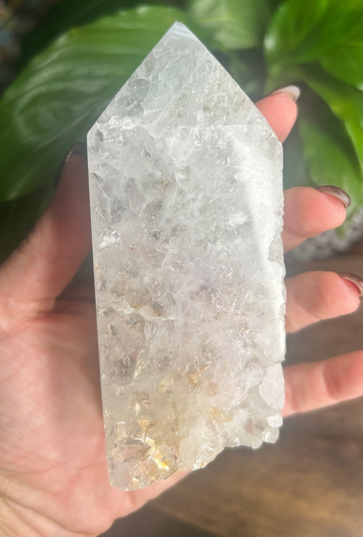 Agate Quartz Tower With Hints of Green, Lilac & Orange