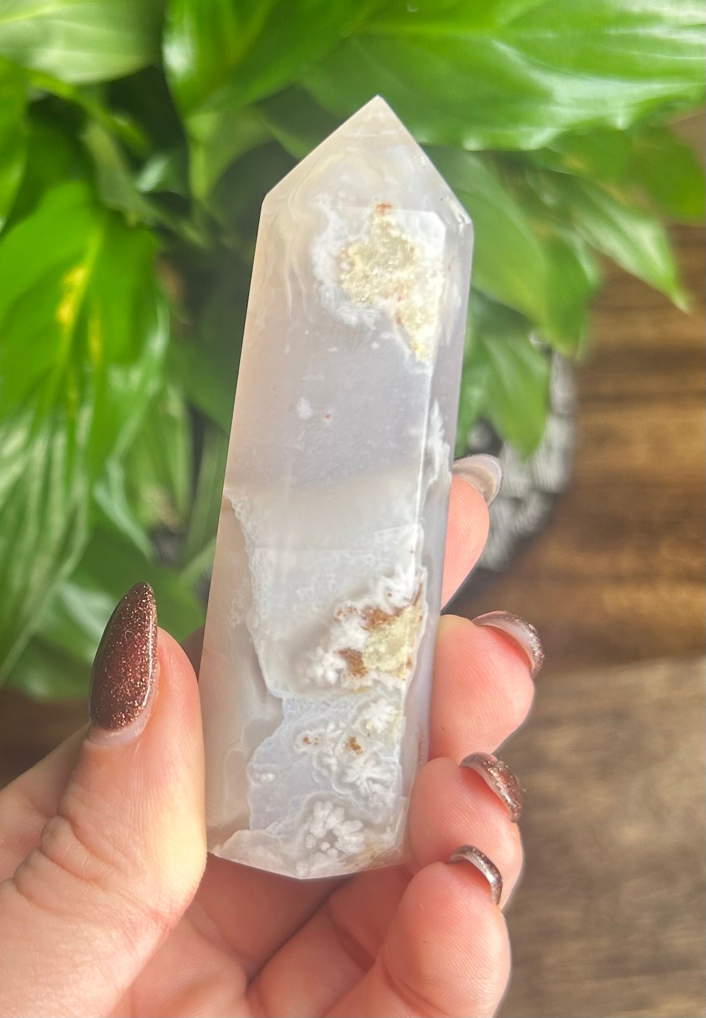 White Flower Agate Crystal Tower