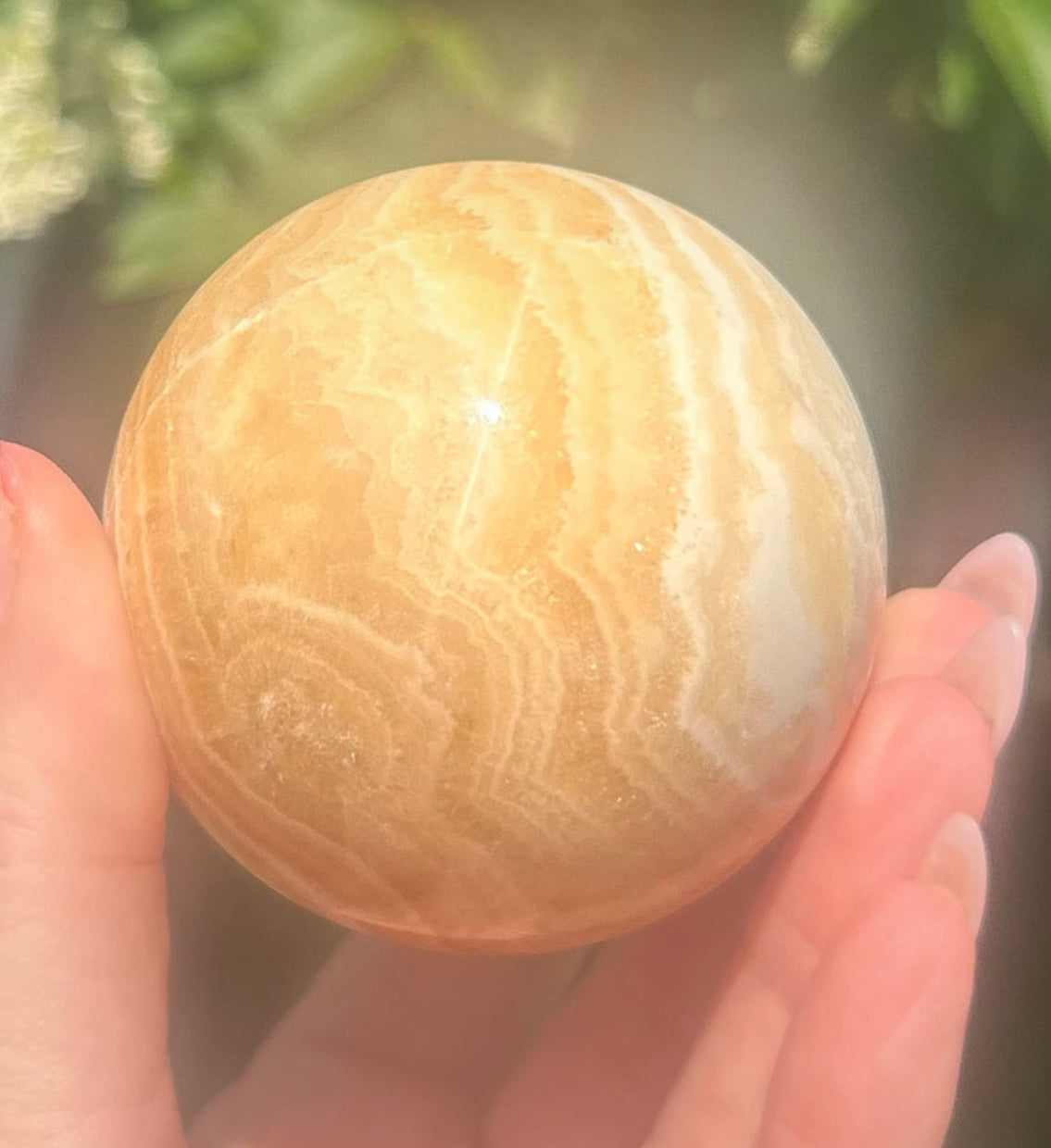 Orange Calcite Banded Sphere