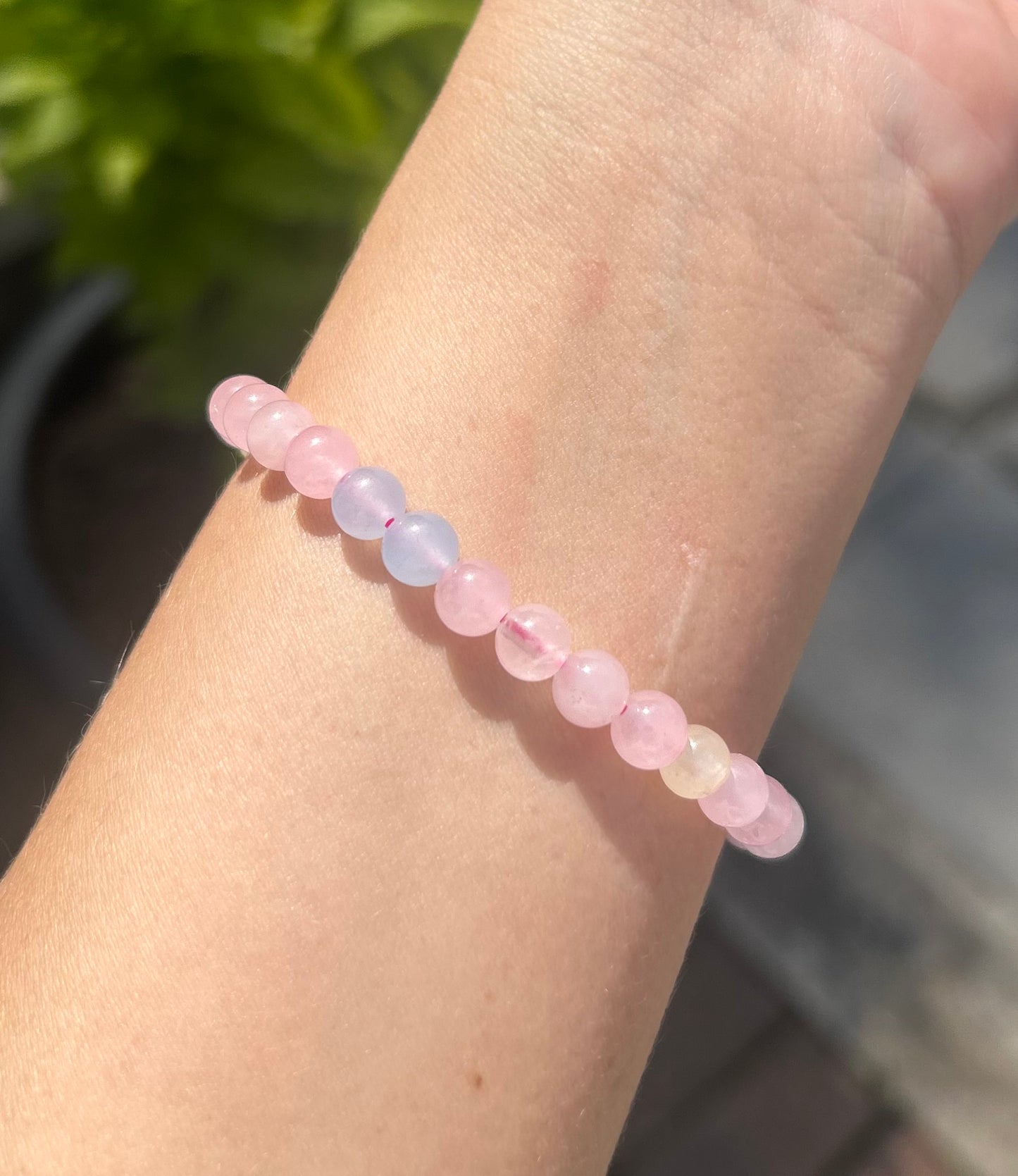 Morganite Crystal Beaded Bracelet