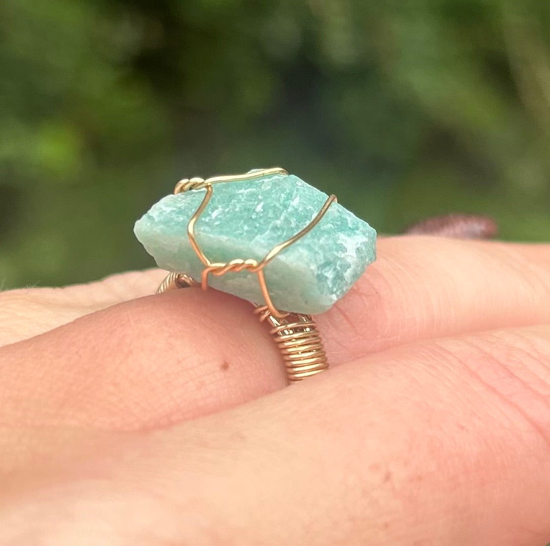 Amazonite Crystal Cocktail Ring