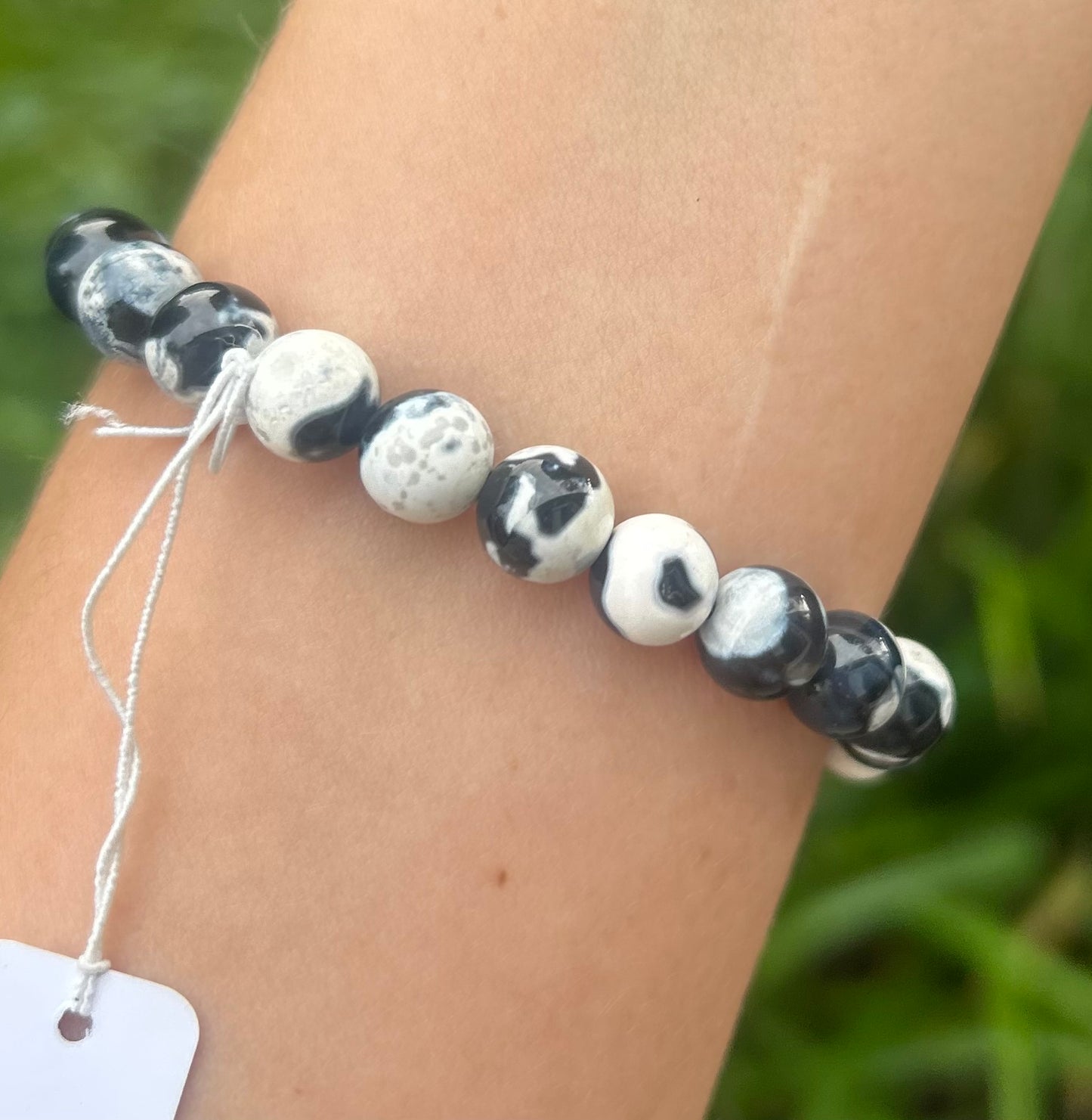 Orca Agate Crystal Beaded Bracelet