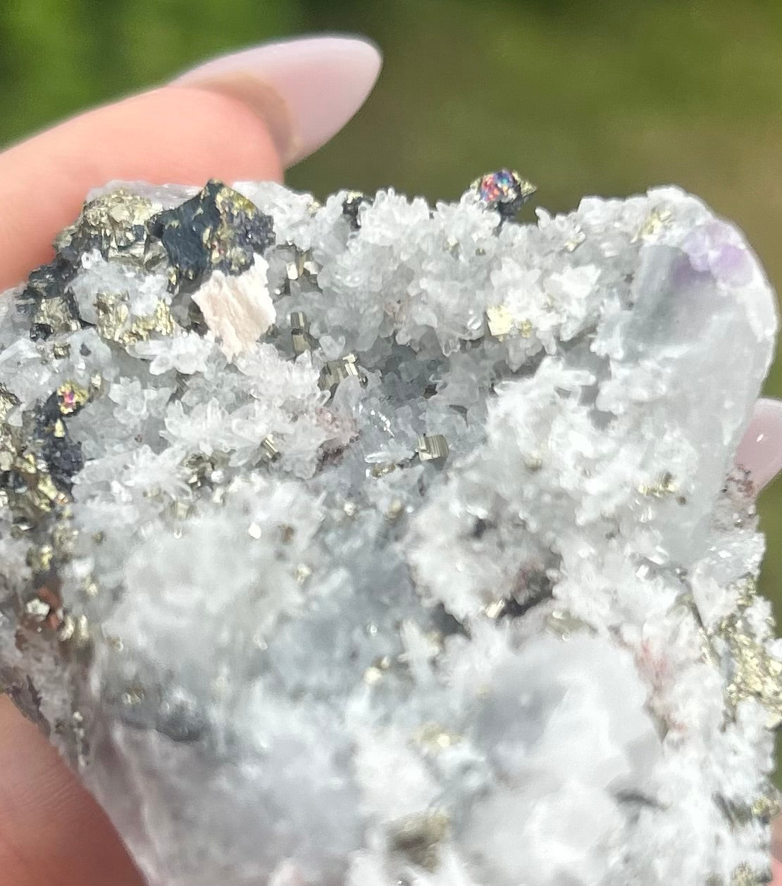 Quartz, Red Quartz, Pyrite, Galena and A Touch of Purple Fluorite