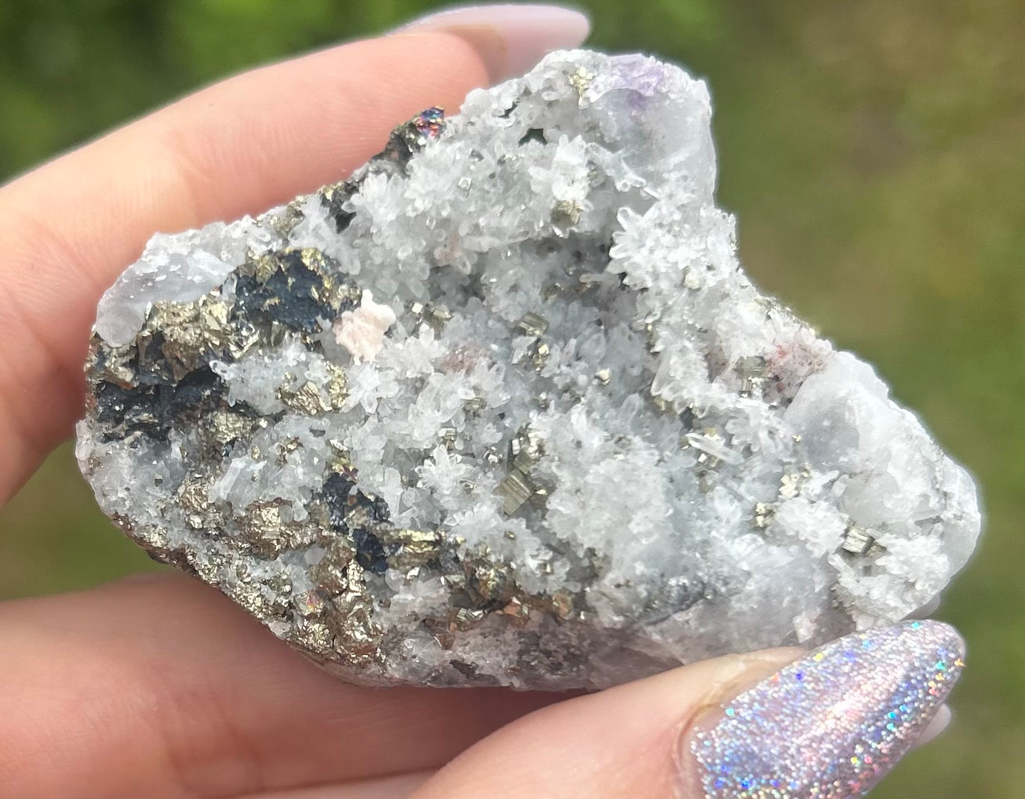 Quartz, Red Quartz, Pyrite, Galena and A Touch of Purple Fluorite