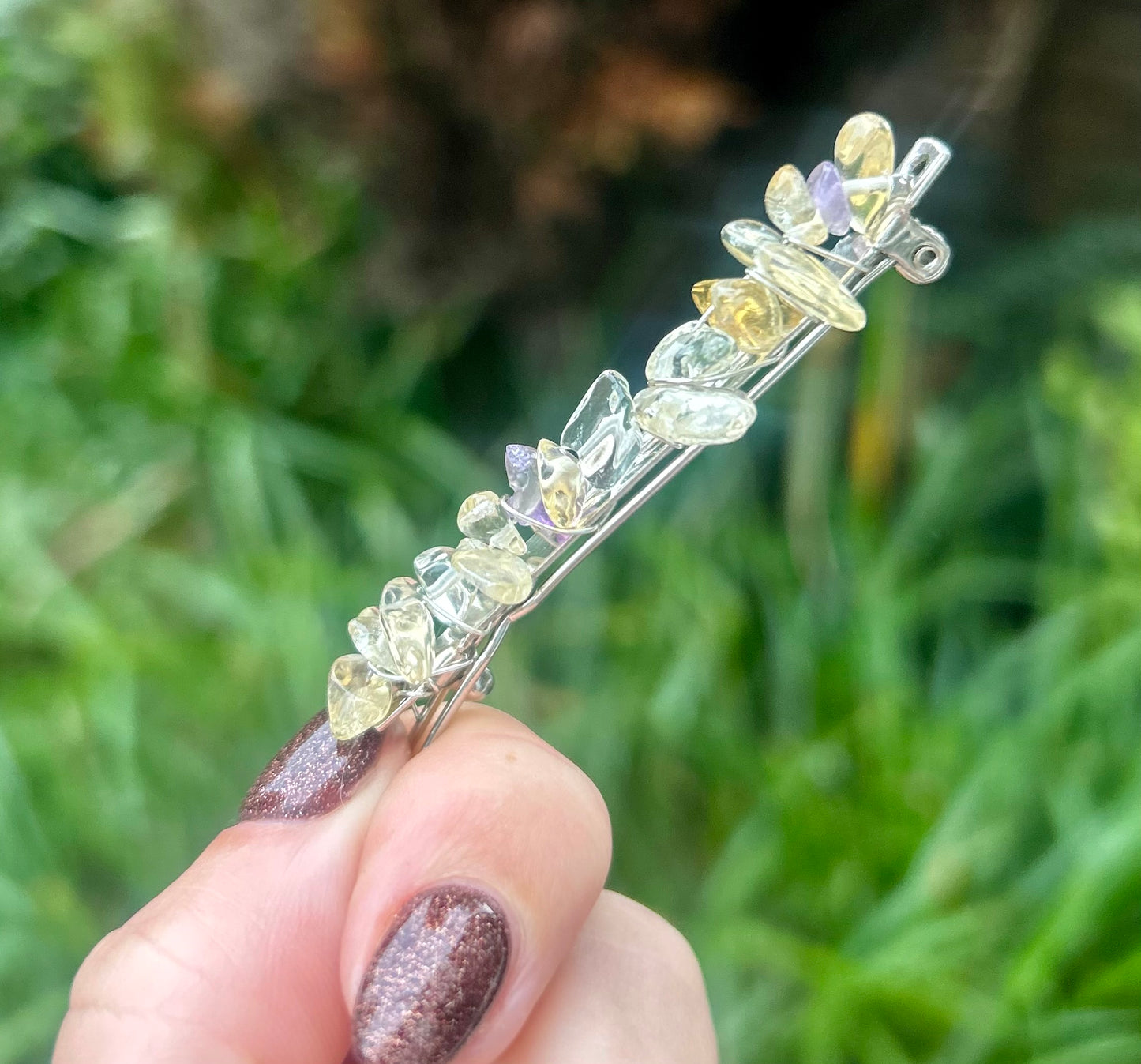 Citrine & Amethyst Hair Slide