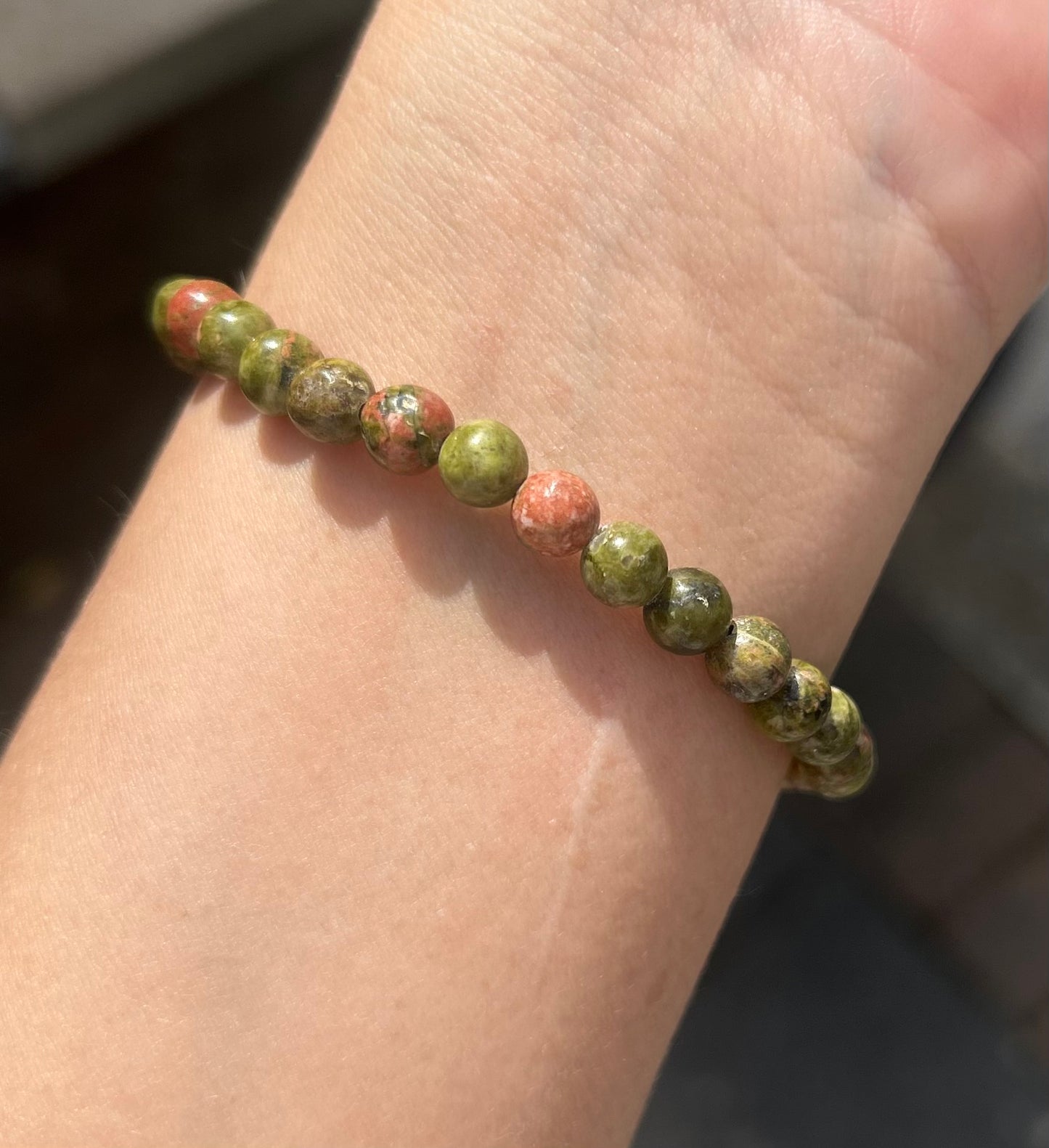 Unakite Crystal Beaded Bracelet