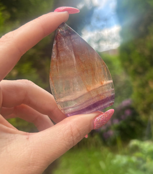 Fluorite with Firequartz Tear drop / Flame