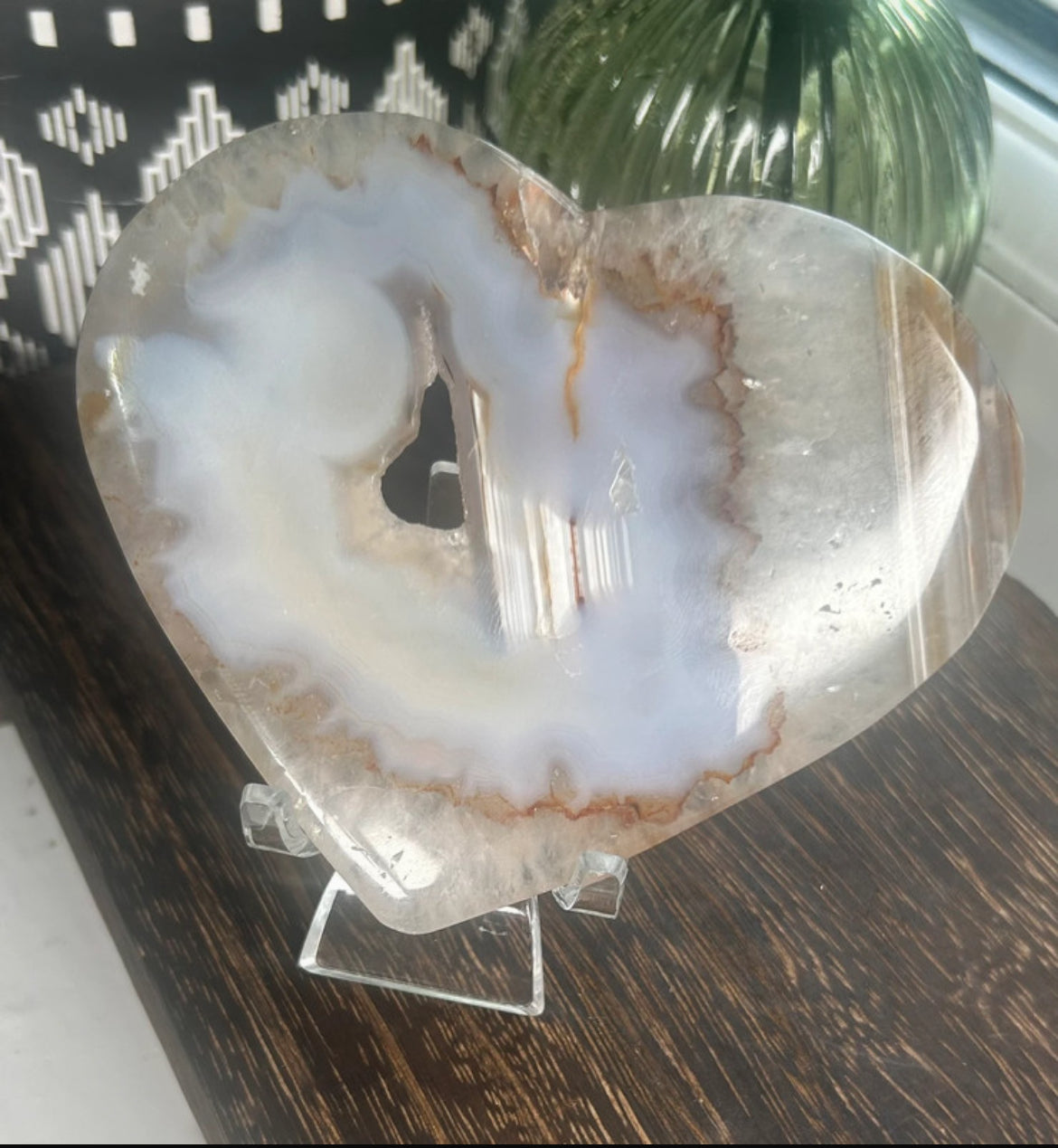 Agate Druzy Heart Carving
