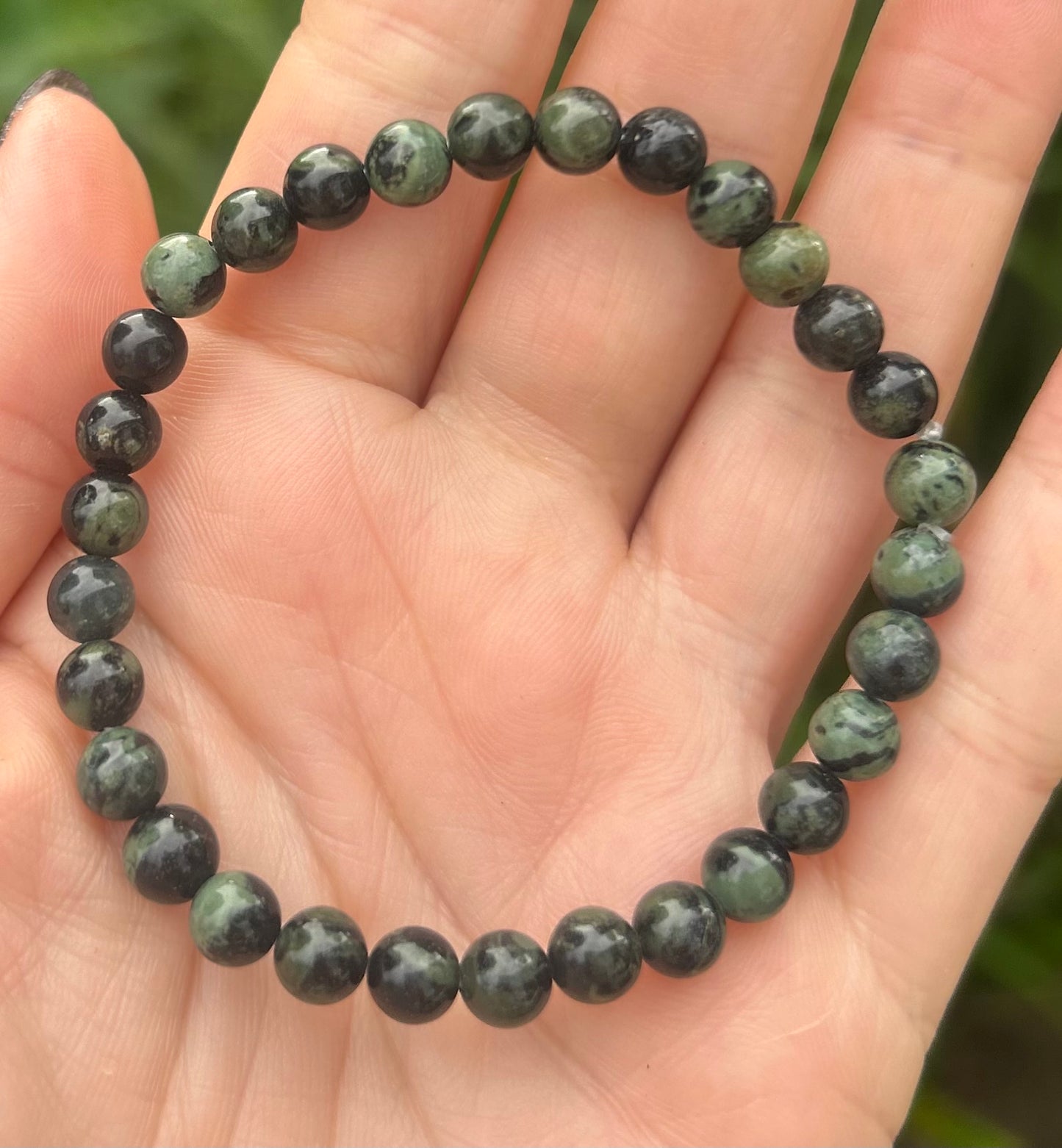 Kambaba Jasper Beaded Crystal Bracelet