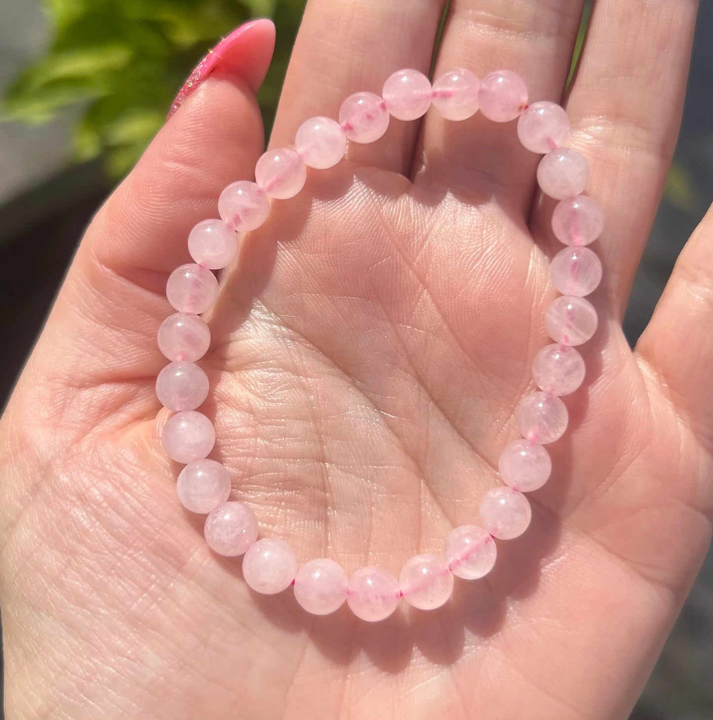 Rose Quartz Crystal Beaded Bracelet