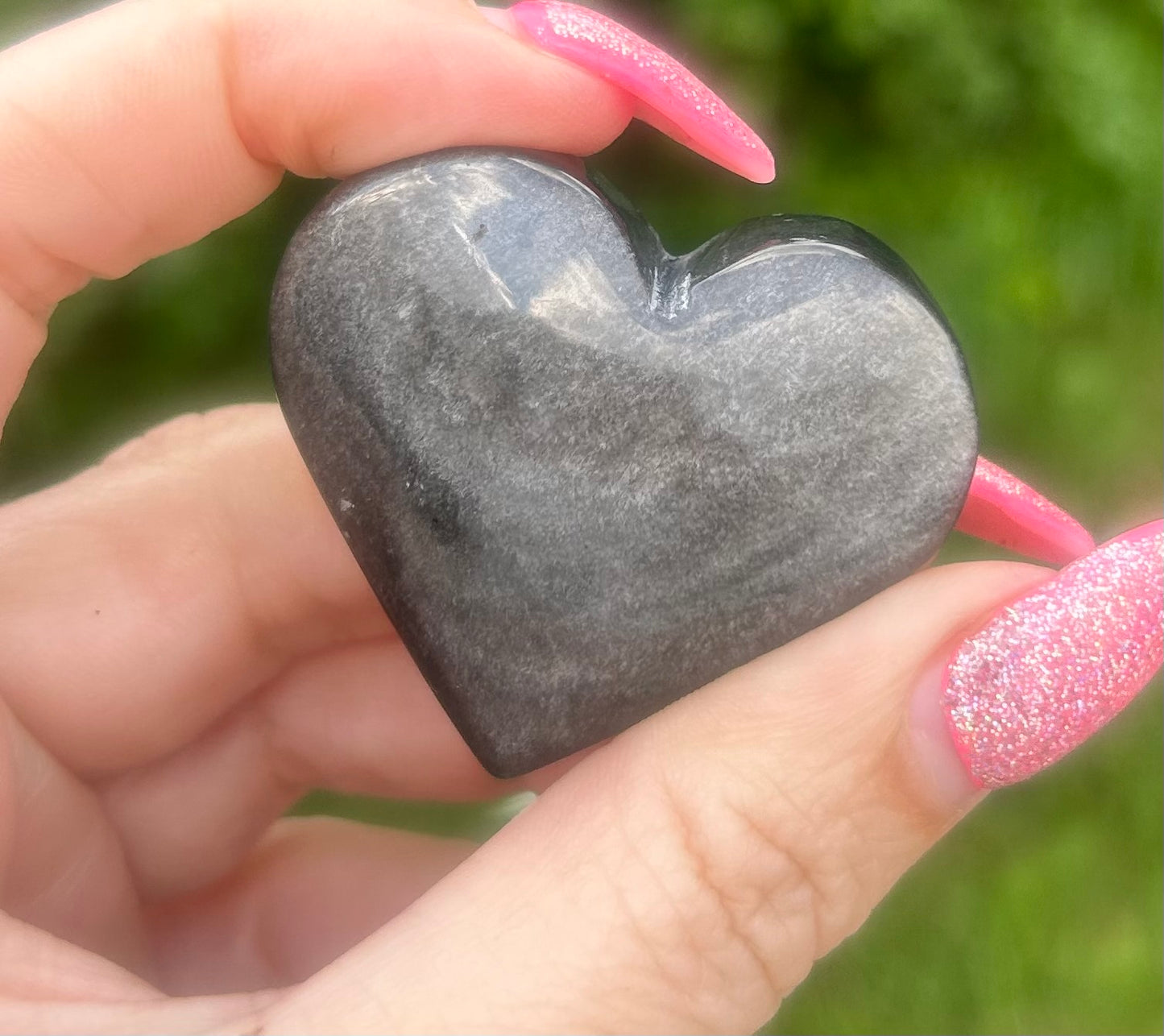 Silver Obsidian Heart