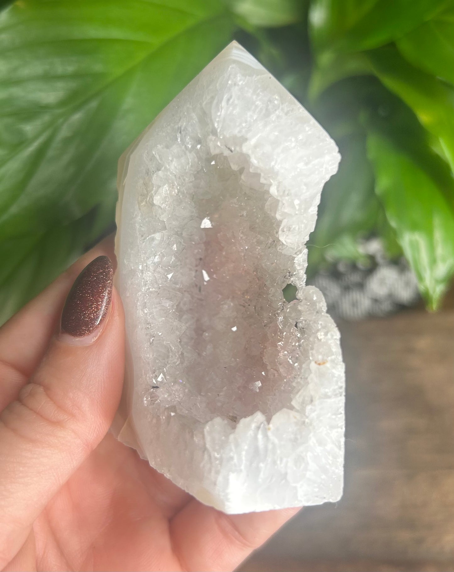 Agate Druzy Quartz Crystal Tower