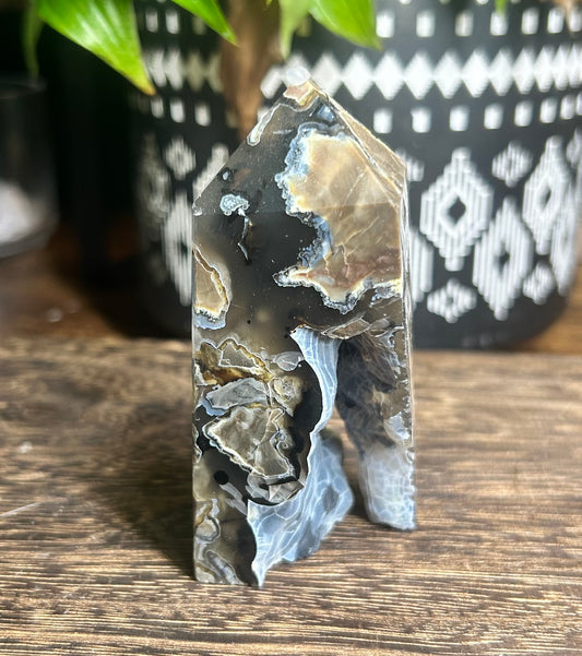 Volcano Agate Crystal Tower Carving