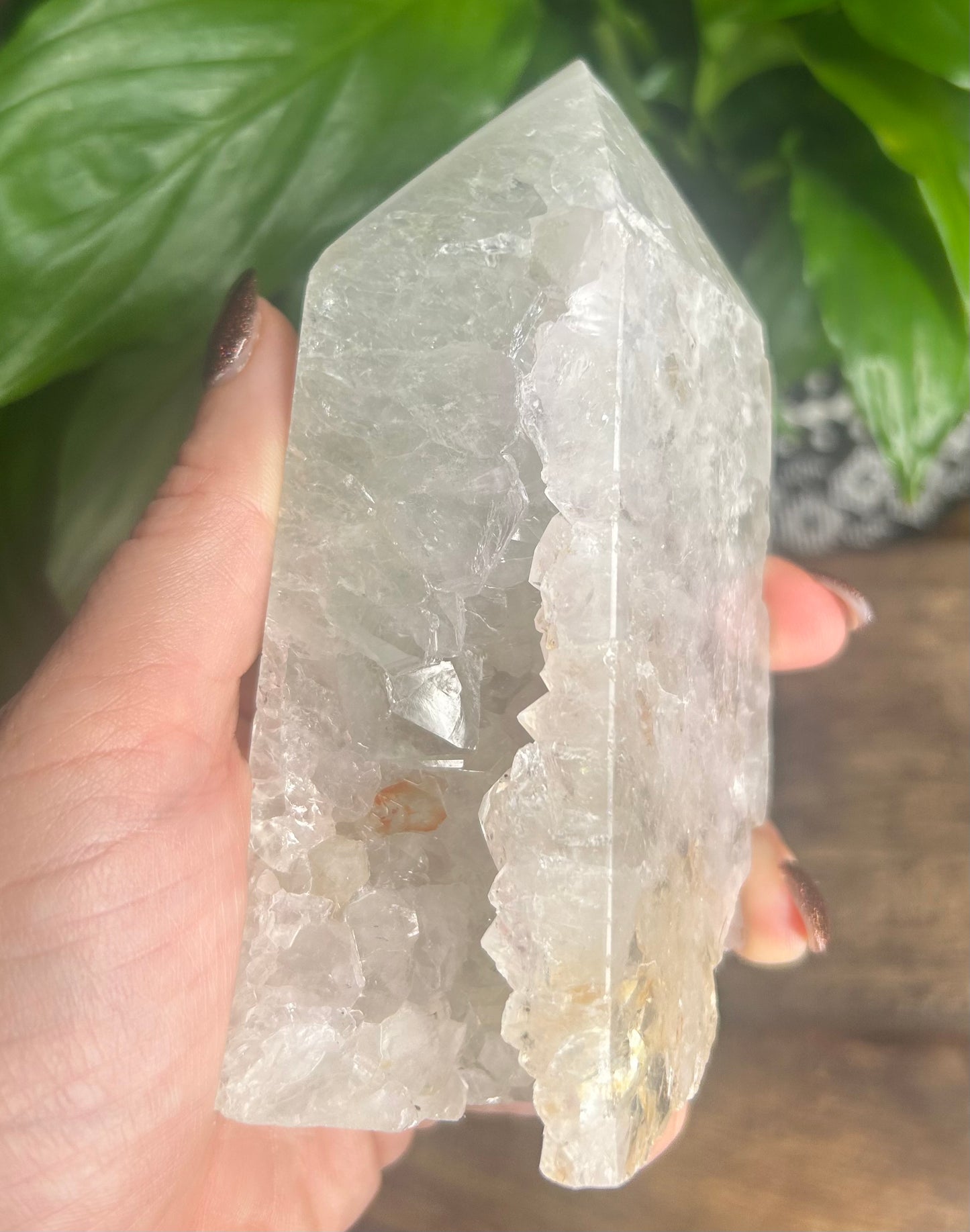 Agate Quartz Tower With Hints of Green, Lilac & Orange