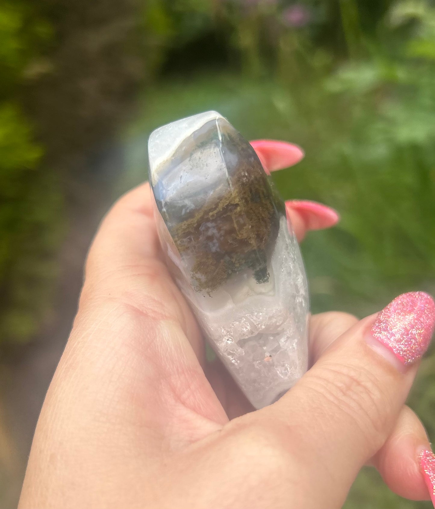 Moss Agate Chunky Druzy Quartz Heart
