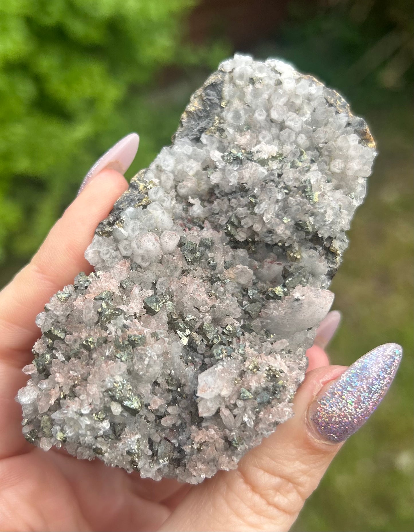 Quartz, Red Quartz, Galena and pyrite