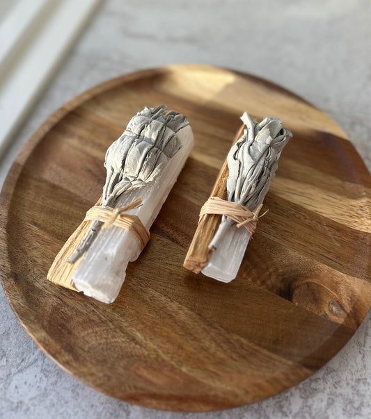 Mini Smudge Cluster, White Sage, Palo Santo & Selenite 4"