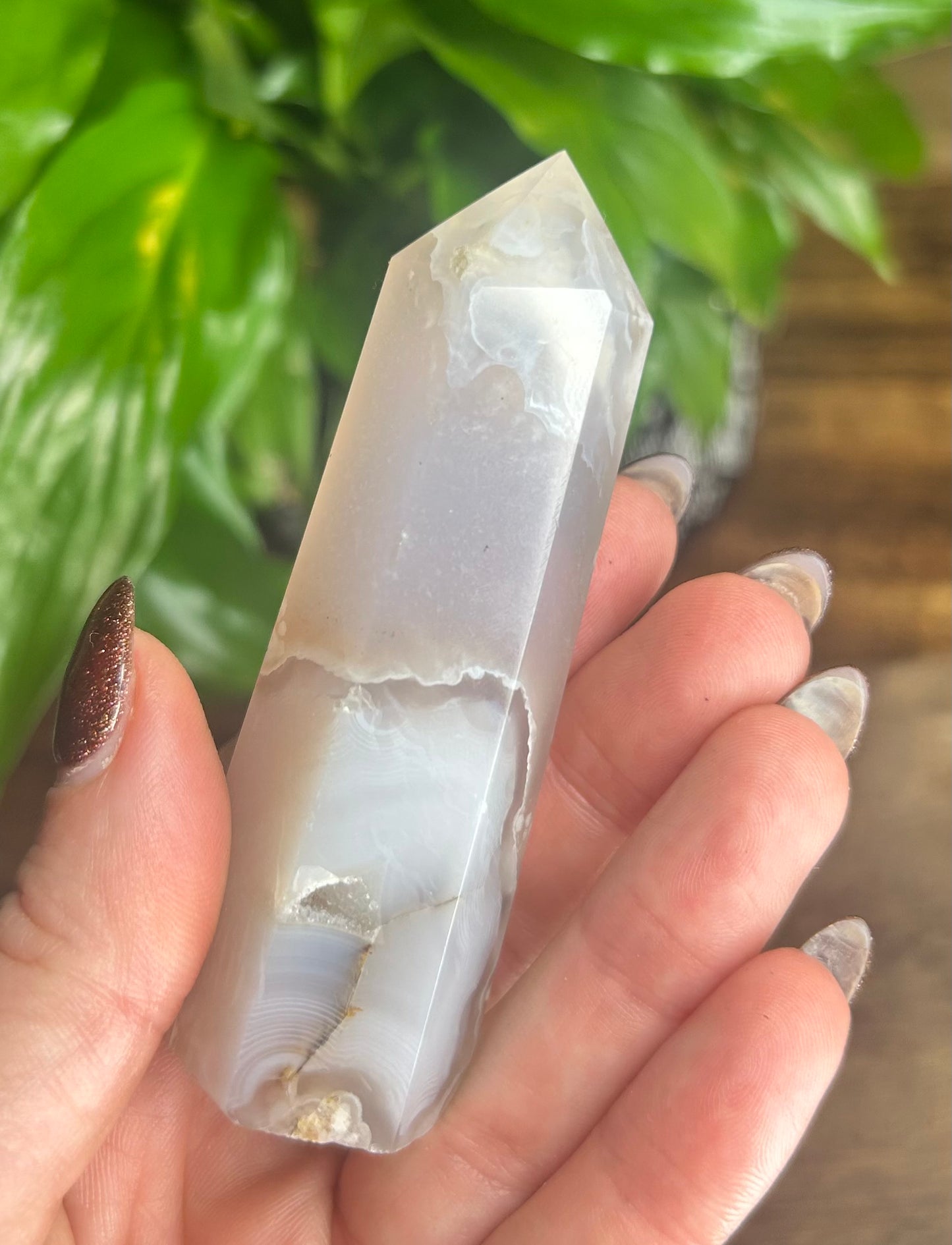 White Flower Agate Crystal Tower