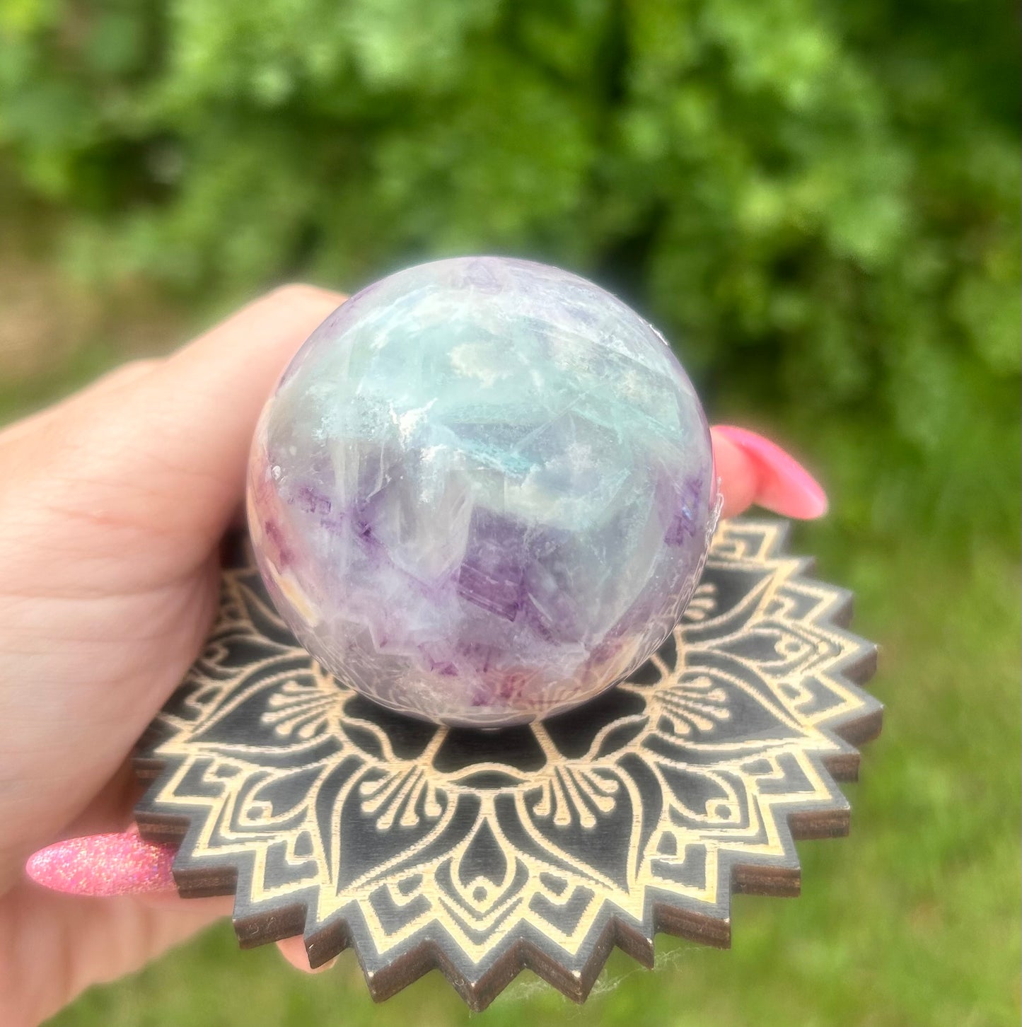 Green / Purple Fluorite sphere