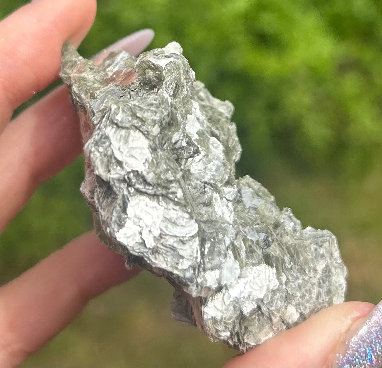 Green Shiny Mica Raw Piece