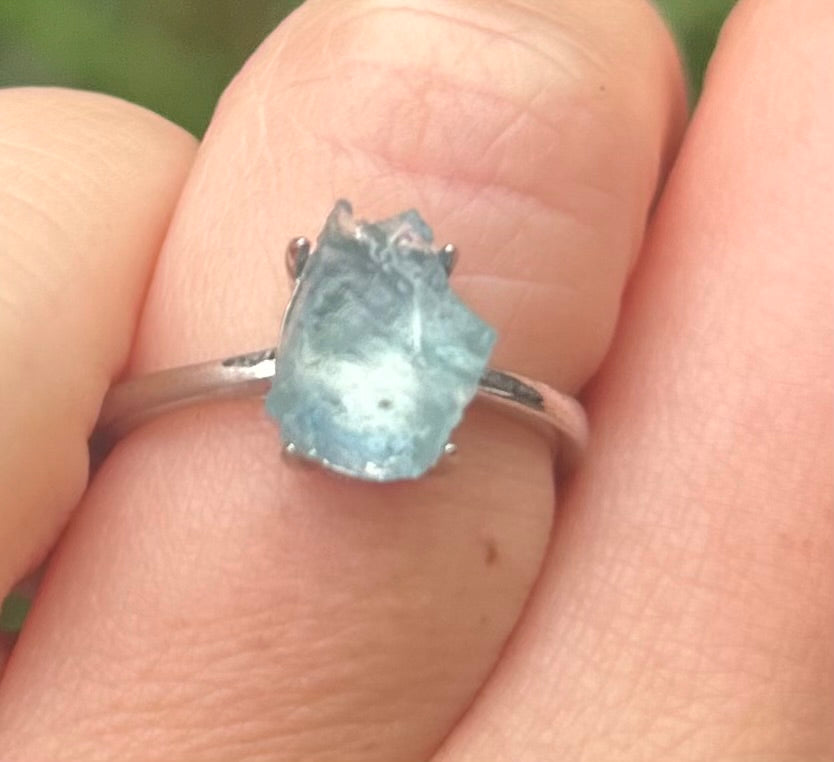 Aqua Marine Crystal Ring (A)